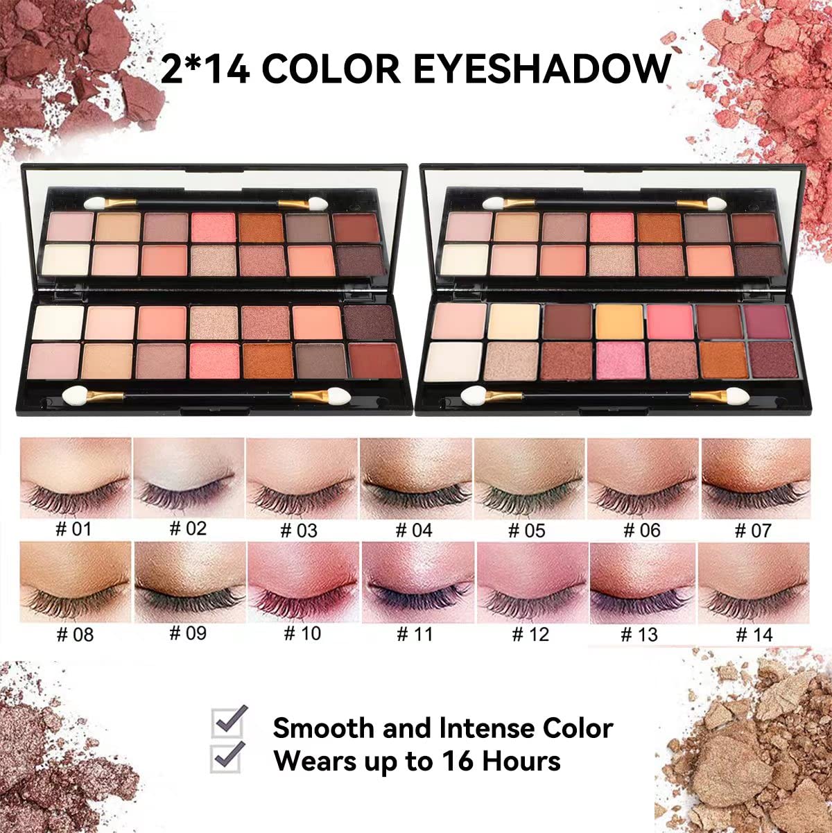 All-in-One Makeup Gift Set for Women - 14-Color Eyeshadow Palettes, Lip Gloss, Mascara & More | Full Kit