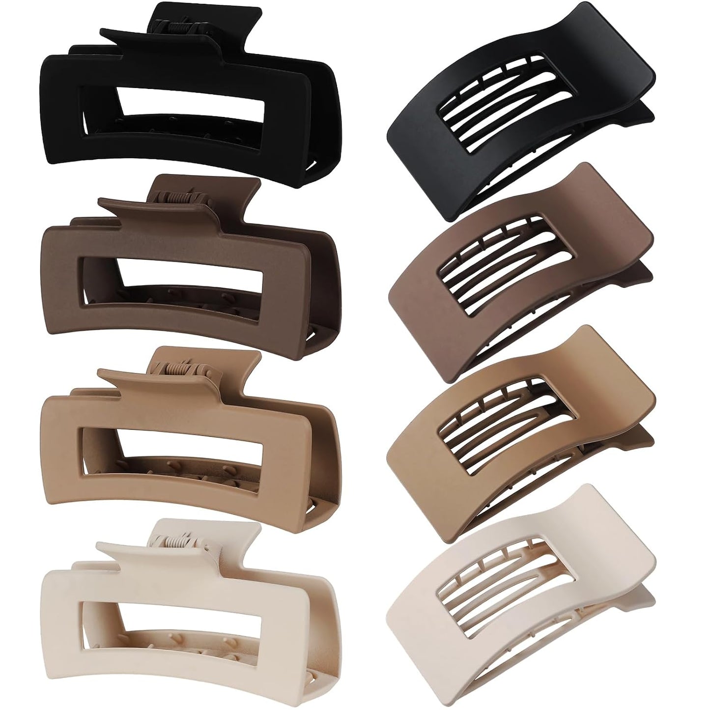 Hair Clips for Women - 8 Pack Large Matte No-Slip French Claw Clips | Ideal for Thick & Curly Hair (Brown)