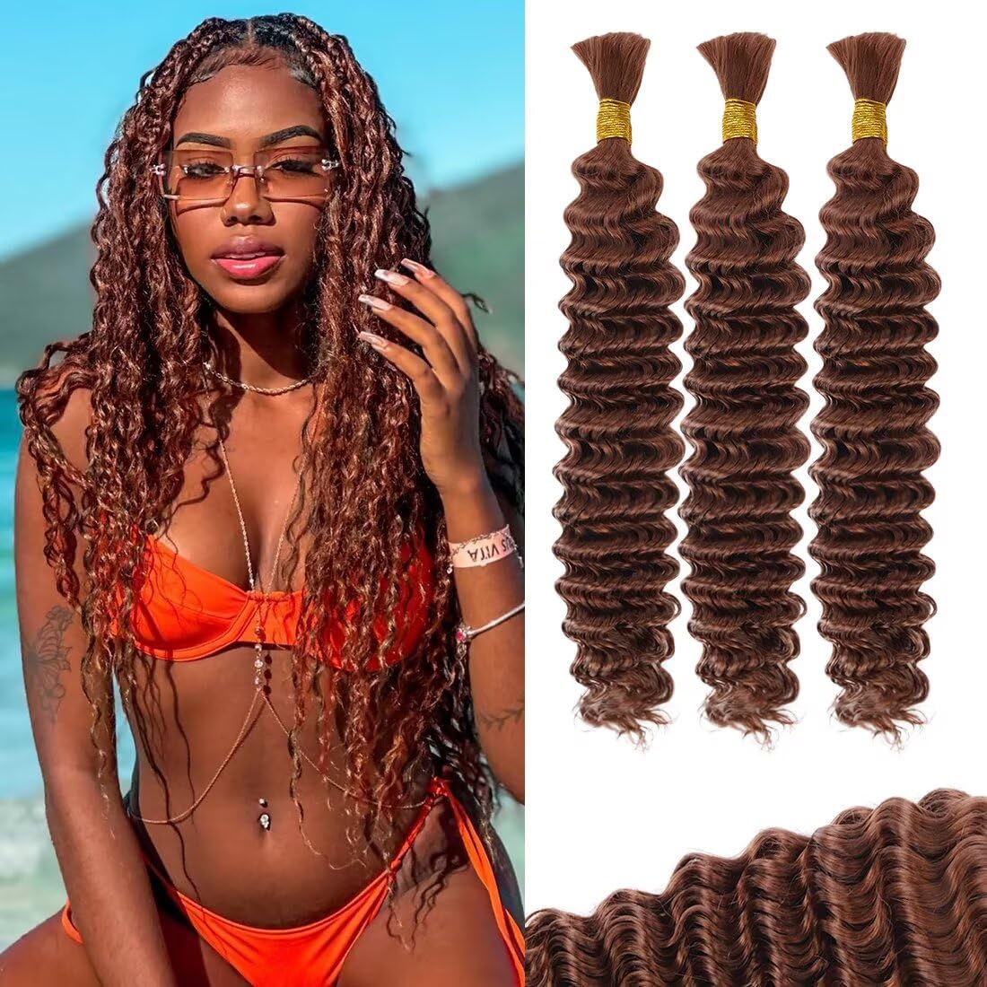 Boho Curly Braiding Hair - 18 Inch 100g Virgin Brazilian Human Hair | Soft, No Shedding, Tangle-Free Extensions