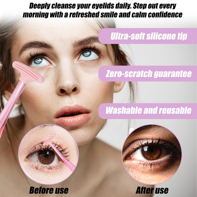 4pcs Eyelid Brushes, Silicone Plastic Ultra Soft Eyelid Margin Cleansing Brushes Practical Cleansing Tool Accessories for Gently Cleaning Oil and Dirt (2 Colors)