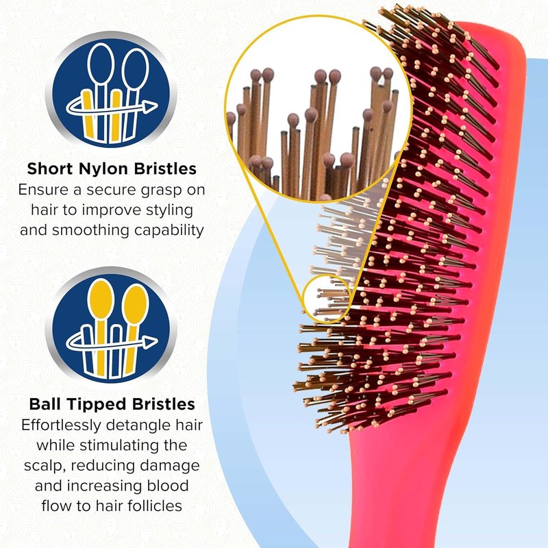 Giorgio GIO1 Gentle Hair Brush Dresser Size. Wet & Dry Pro Hair Brush Detangler. Soft for Sensitive Scalp. Good For Men Women & Kids All hair lengths. Durable and Anti-Static. (Set, Red)