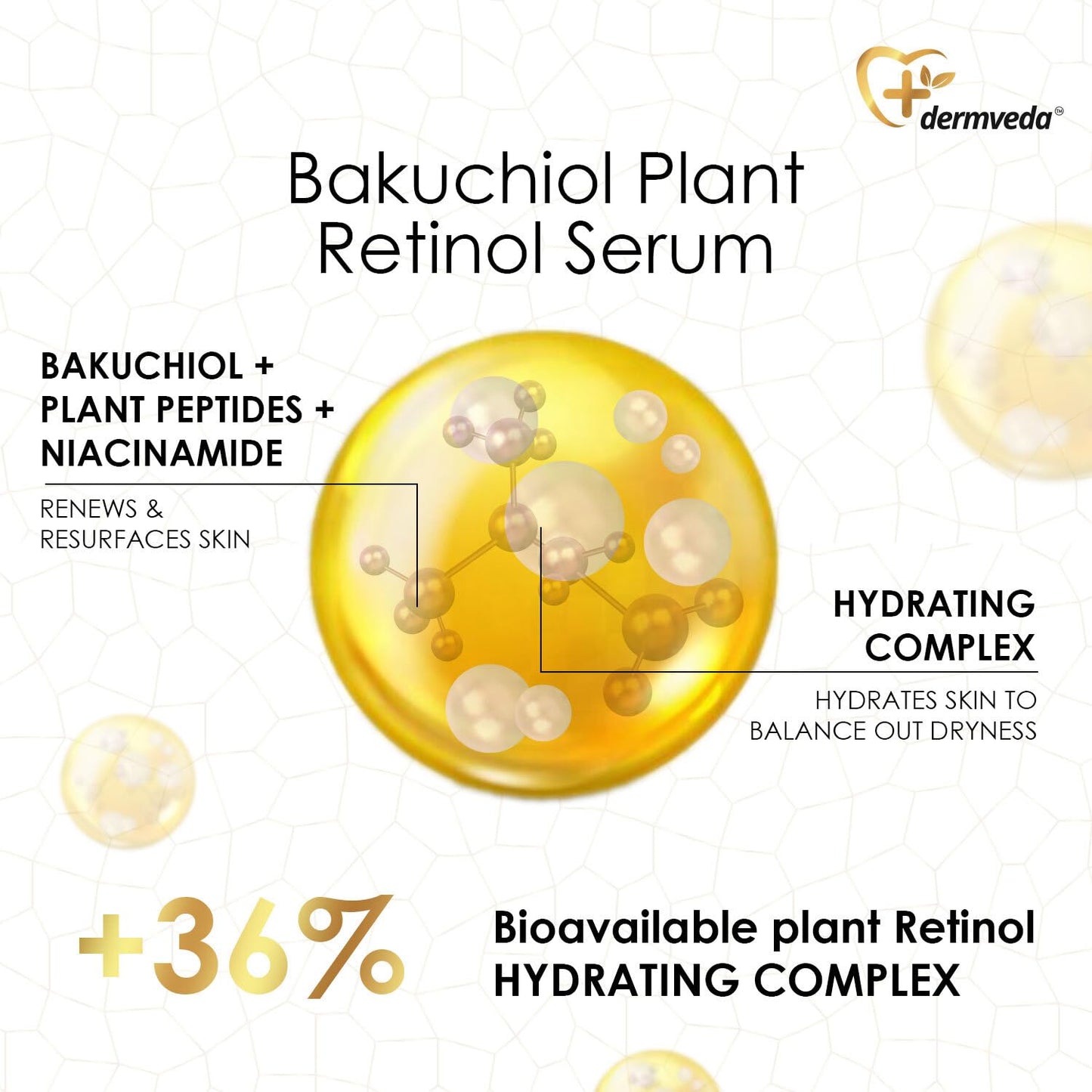 Dermveda Bakuchiol Plant Retinol Serum, Advanced Facial Serum for Skin Renewal, Bakuchiol Face Serum for Youthful Skin, Dark Spot Corrector, Vegan and Cruelty-Free (2 fl oz)