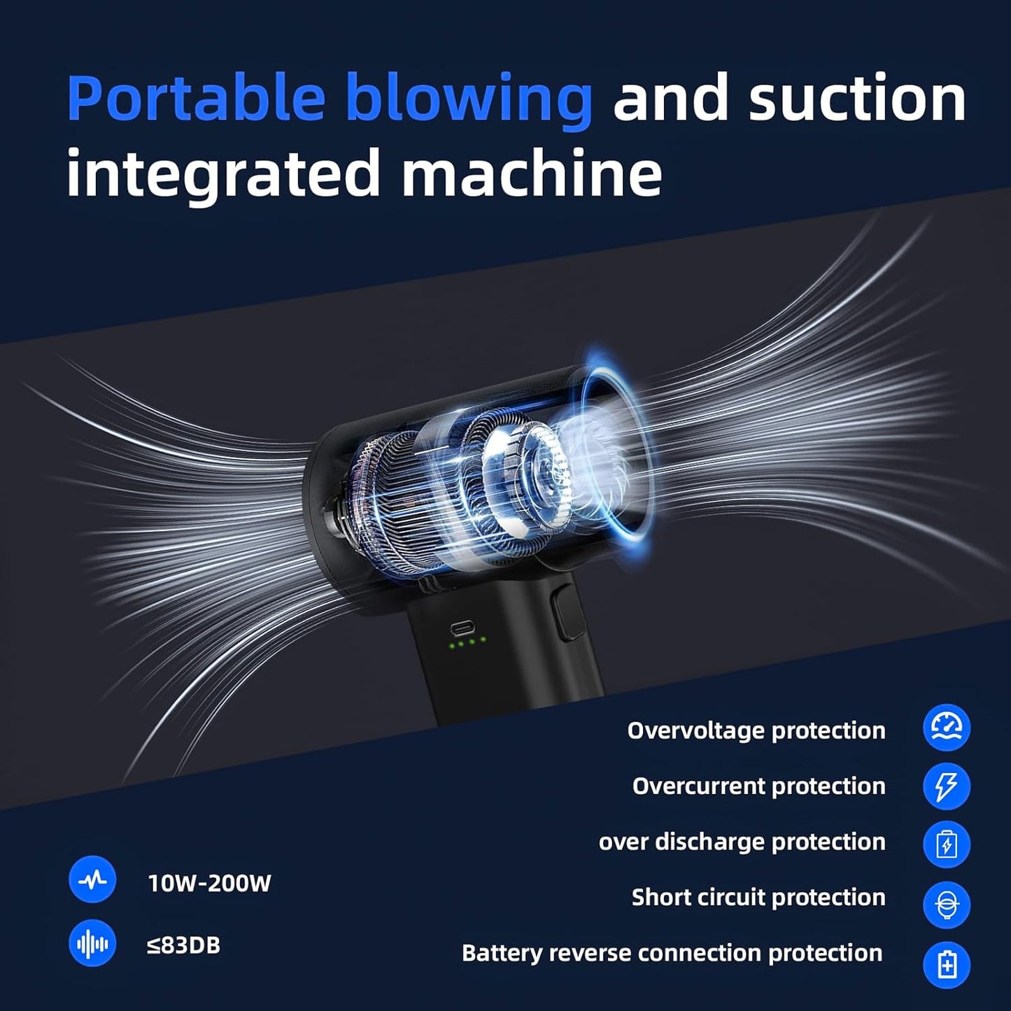 Electric Compressed Air Duster - Cordless Mini Blower & Vacuum Cleaner Kit | 180,000 RPM, 5 Speed, USB-C for PC, Keyboards, Home & Car
