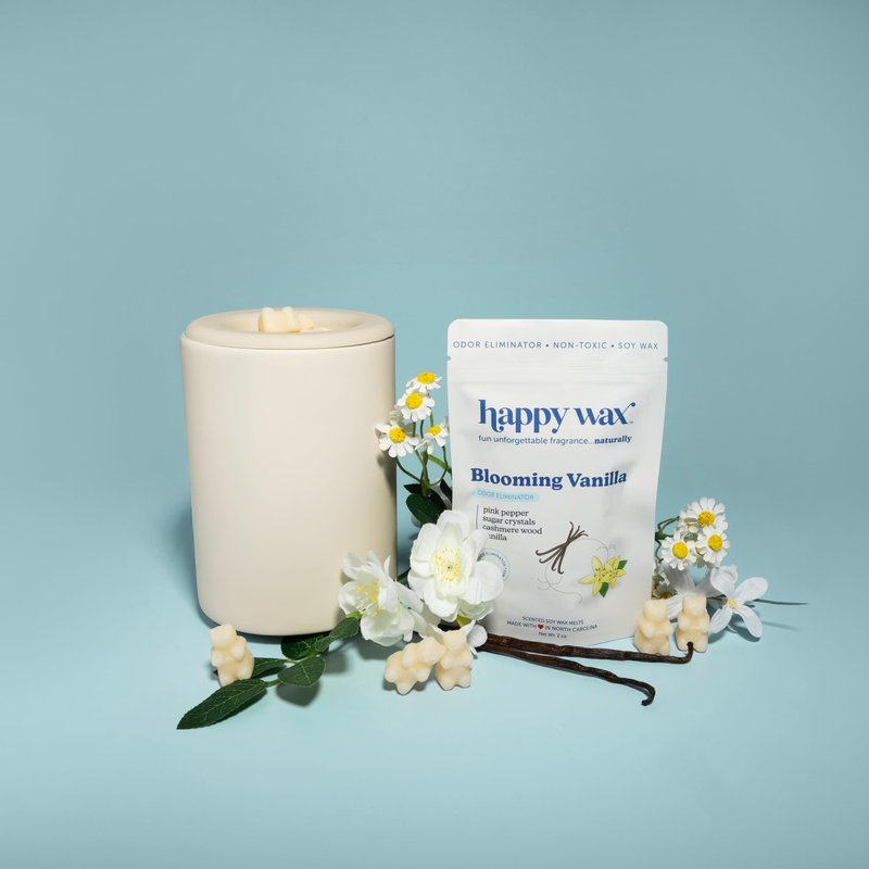 Happy Wax Odor Eliminating Scented Soy Wax Melts – Blooming Vanilla – Pet-Safe, Non-Toxic, Perfect for Use with Wax Warmers - for Home Fragrance & Freshness - 4 oz Pouch