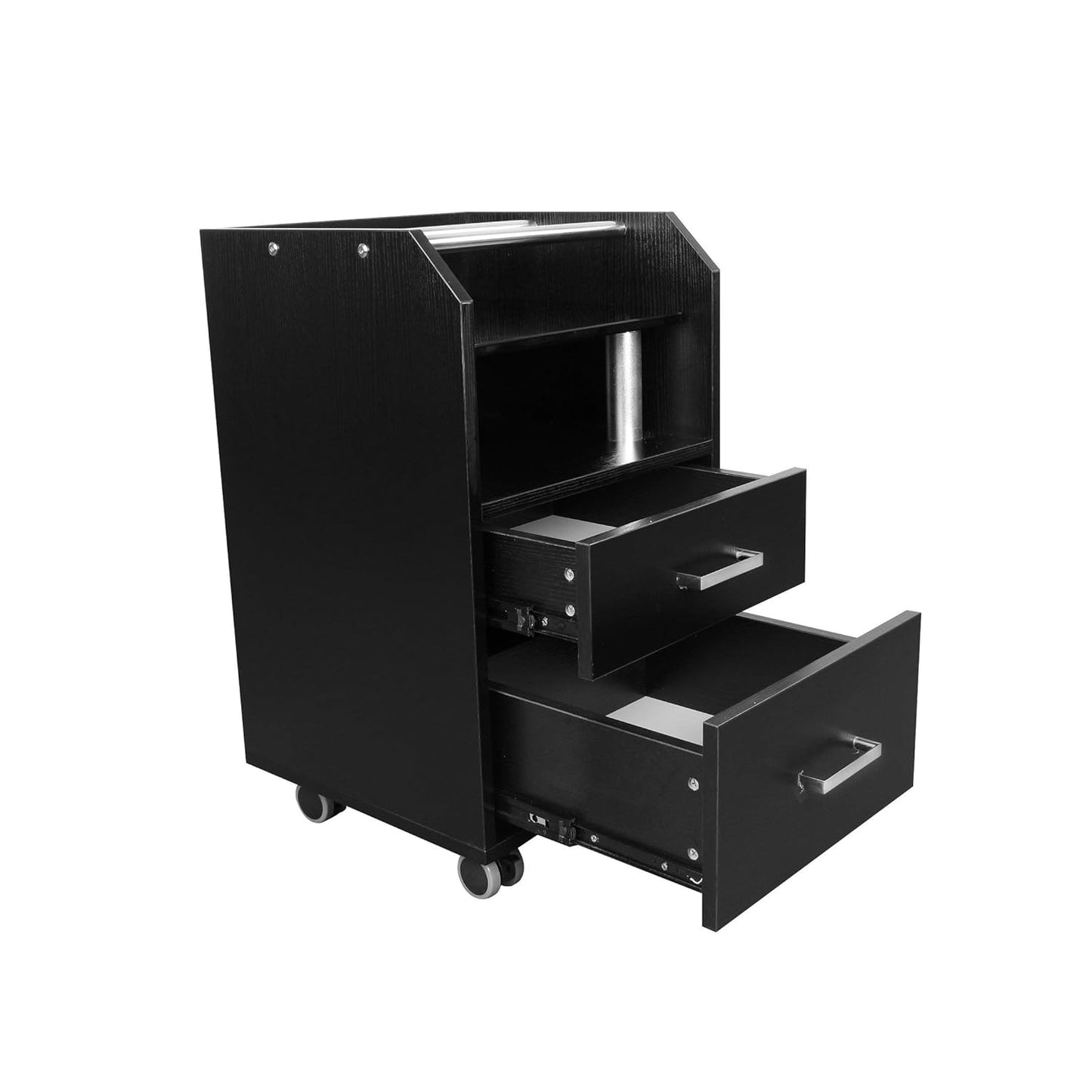Glass Glow Pedicure Trolley - Stylish Black Cart for Nail Salon Furniture & Equipment