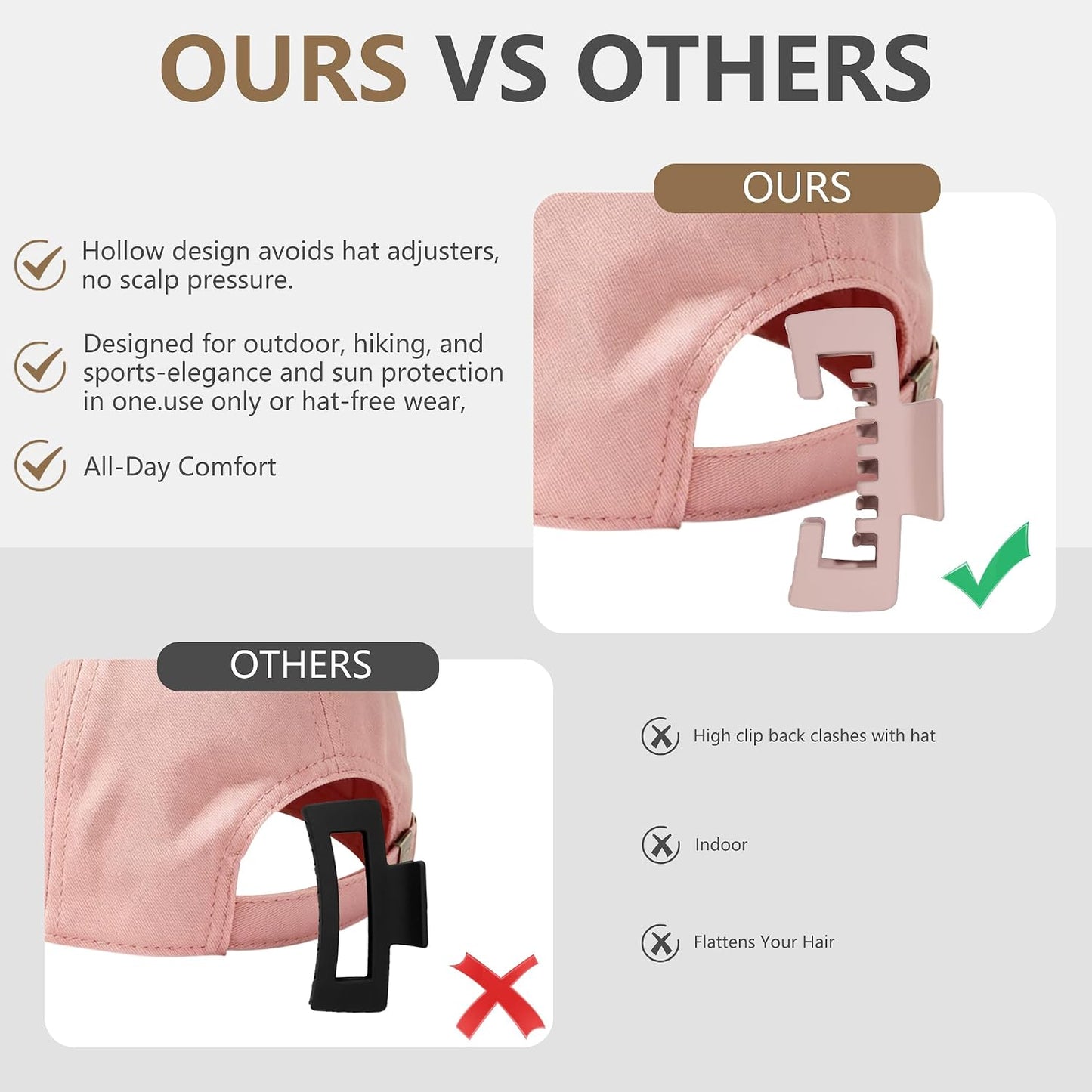 Hair Claw Clips for Women - Perfect for Baseball Caps & Trucker Hats | Stylish & Functional
