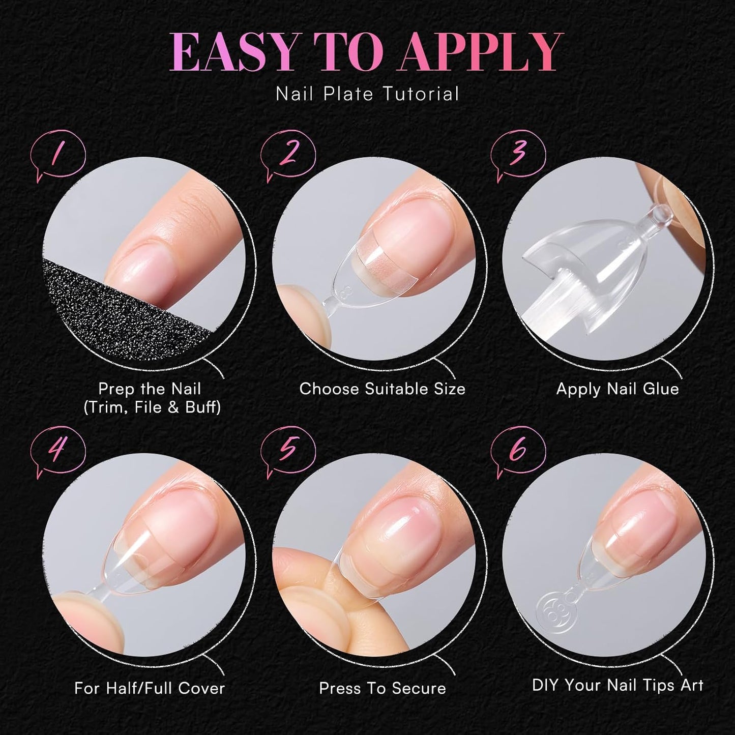 Short Almond Nail Tips - 504 PCS Half Cover Pre-shaped Acrylic | Easy DIY Manicure Supplies in 15 Sizes