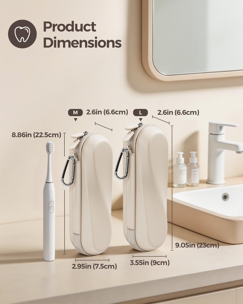 ProCase Electric Toothbrush Travel Case for Oral-B 1000/1500/5000/6000/7000/7500/9600 & iO 7/8/9/10, Philips Sonicare 1100/4100/5100/5300/6100, Water-Resistant Hard Case -L,Beige