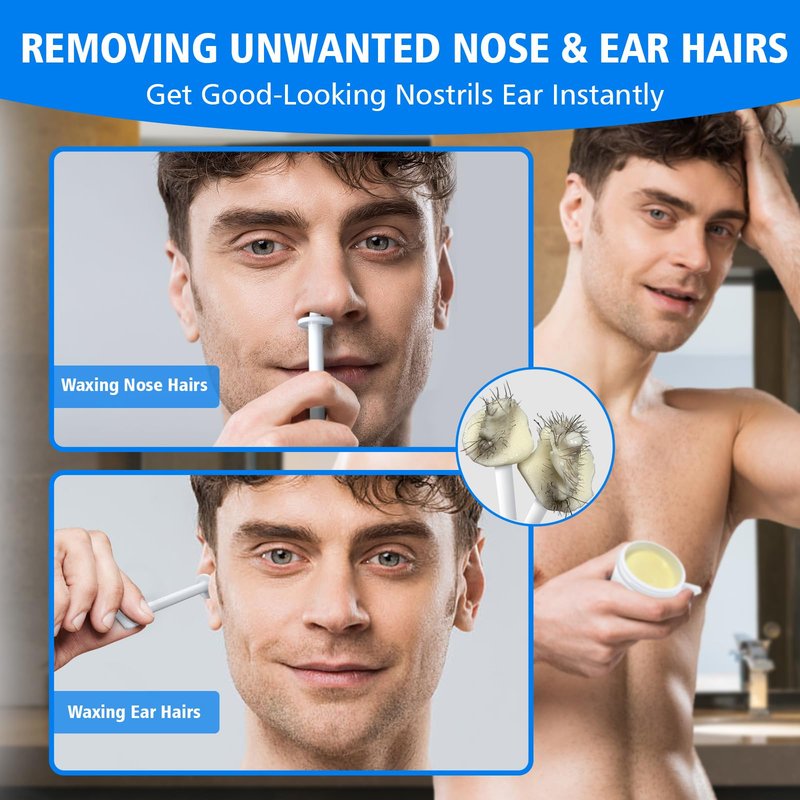 Wokaar Max Value Nose Wax Kit | 120g Wax, 30 Applicators | Painless Nasal & Ear Hair Removal for Men & Women | Includes 15 Balm Wipes & 10 Mustache Guards | Lasts up to 6 Weeks