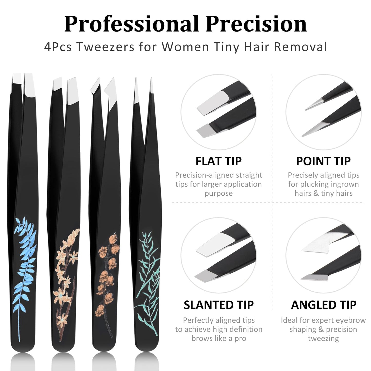 Personalized Tweezers Set for Women Facial Hair in Fashion Travel Case, Small Self Care Mothers Day Teacher Gifts Summer Vacation Essentials, Eyebrow Ingrown Hair Splinter Removal Grooming Kit Leopard