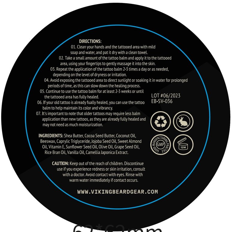 Striking Viking Tattoo Aftercare Balm - 3.5 Oz, Vanilla - Dual-Use Beard Balm for Grooming - Soothes Itch Relief & Hydration
