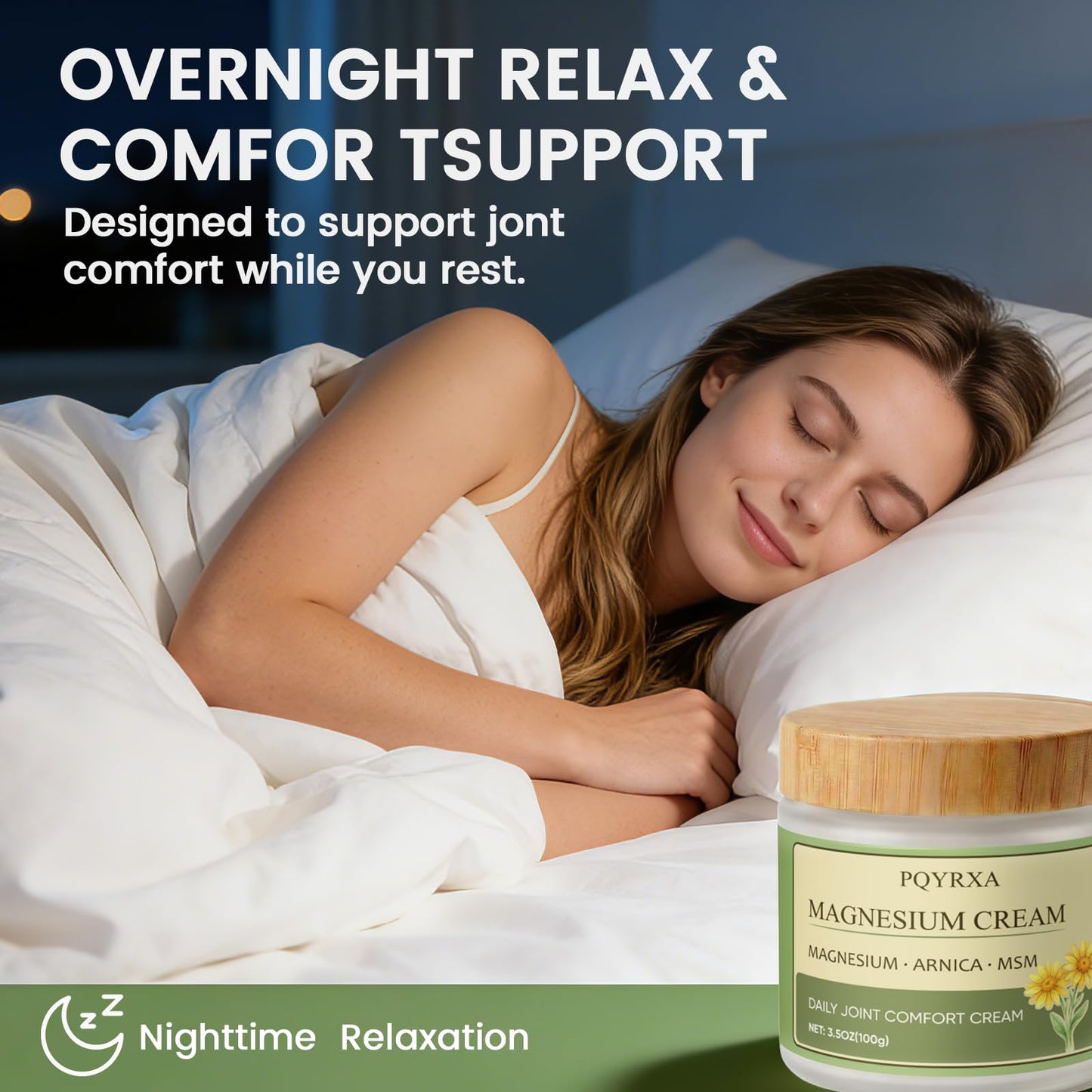 Magnesium Chloride Nerve Relief Cream with Arnica and Msm for Joint, Muscle Relaxation, Hands & Knees, Fast-Absorbing & Non-Greasy Soothing Nerve Formula Moisturizing for Daily Comfort