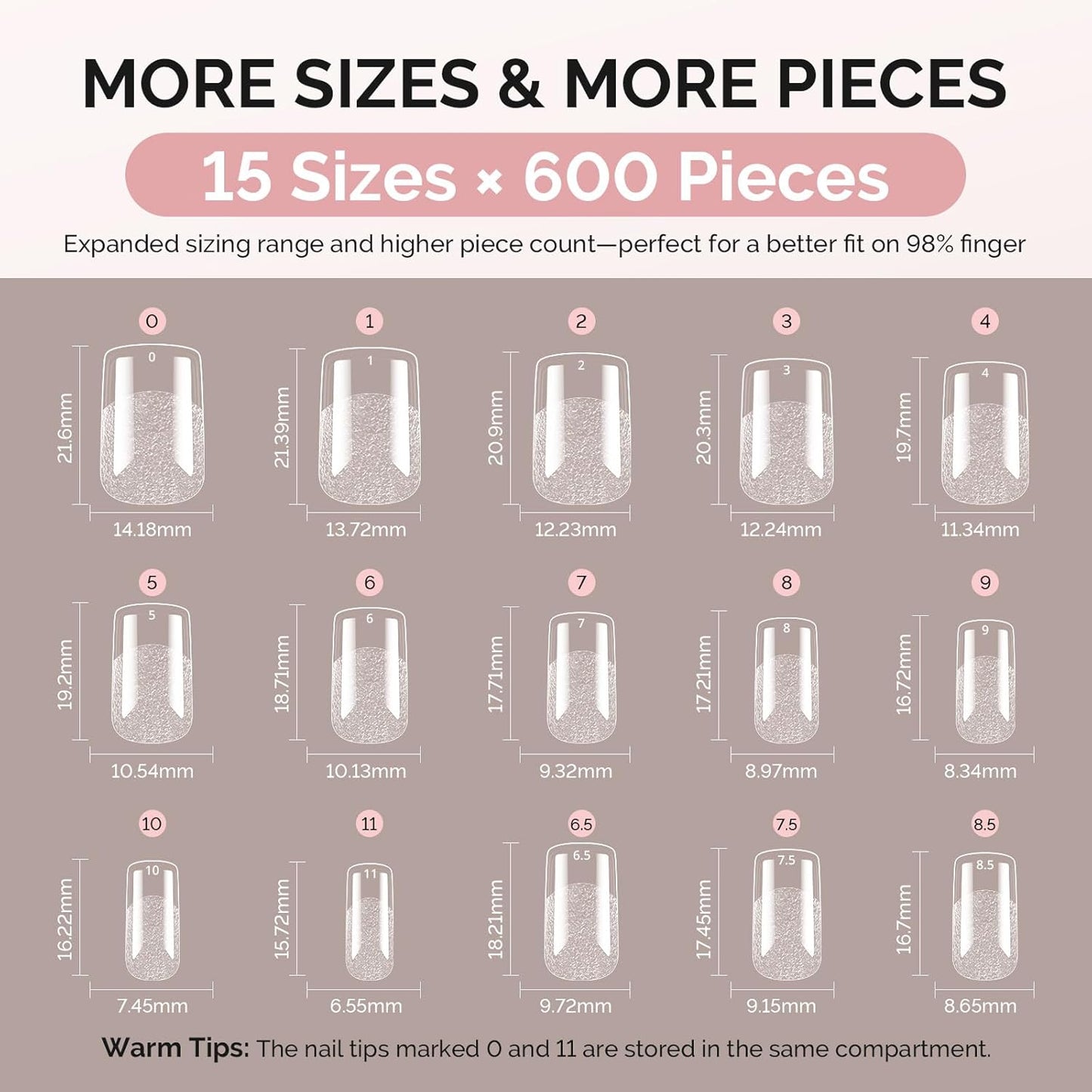 Short Square X Nail Tips - 600 Pcs Clear Acrylic Press-On Nails | Half Matte Full Cover for DIY & Salon Use