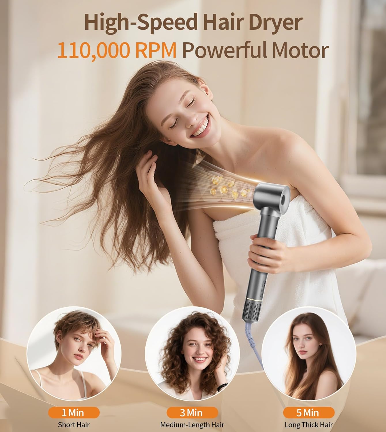 Professional 9-in-1 Hair Dryer Brush Kit - 1200W Hot Air Styler with Auto Wrap Curler | Travel-Friendly, Frizz-Free Styling