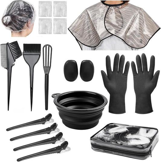 Xarchy 19-Piece Professional Hair Bleach Kit - Complete Hair Coloring Set with Brush, Bowl, Clips & Earmuffs for Home Highlighting