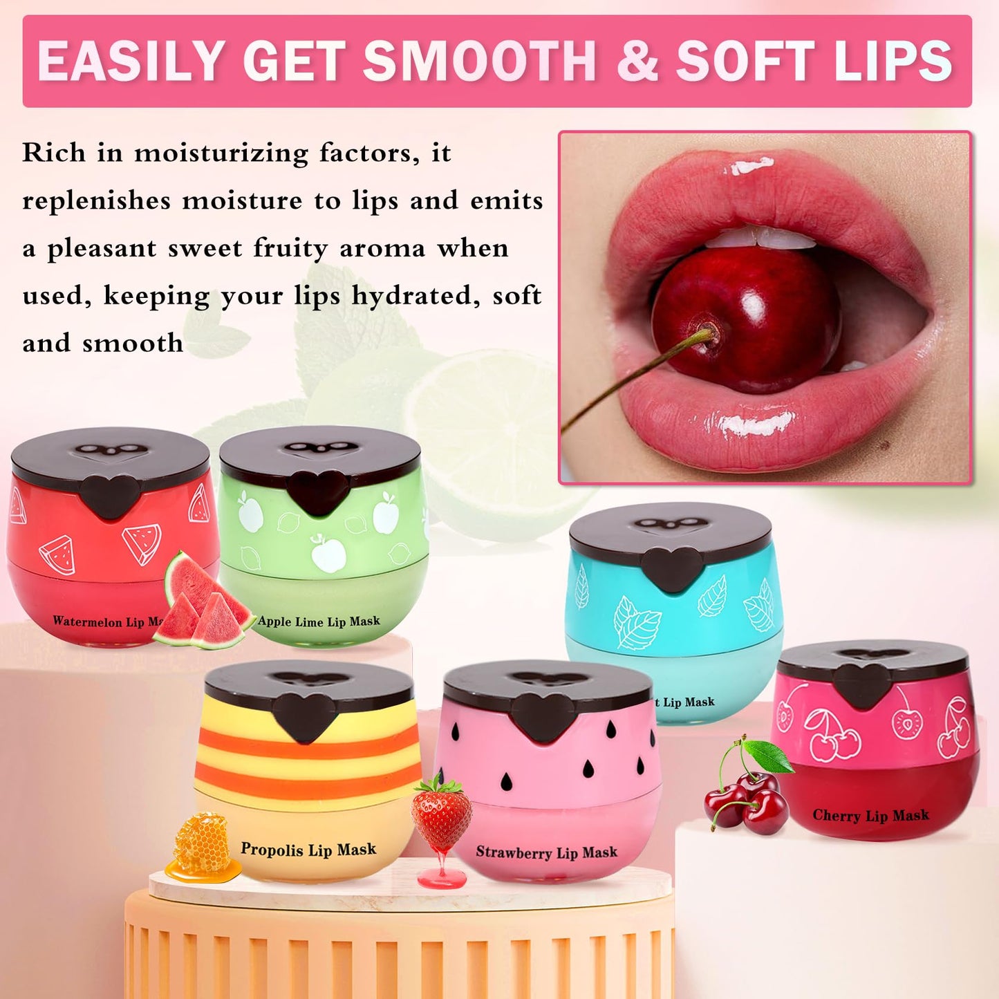 LZXLUKGIR 6PCS Honey Pot Lip Balm,Moisturizing Beebalm Lip Balm,Repair Bee Lip Balm Honey Pot,Fruity Lip Sleeping Mask,Hydrating Lip Mask Overnight,Reduces Lip Lines Lip Care Products