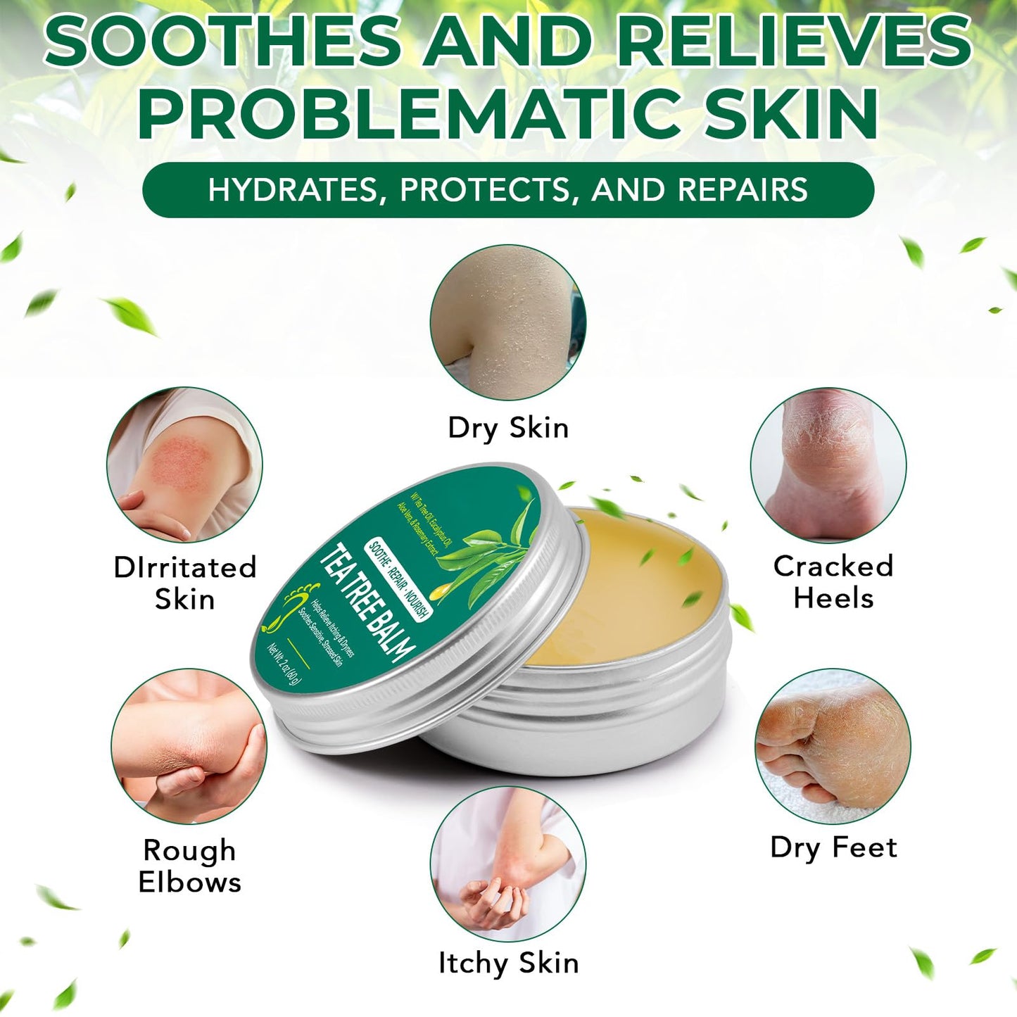CFXYHNOX Tea Tree Oil Balm - Natural Skin Care for Dryness & Irritation, Soothes Itchy Skin, Multi-Purpose Relief for All Ages 1Pack