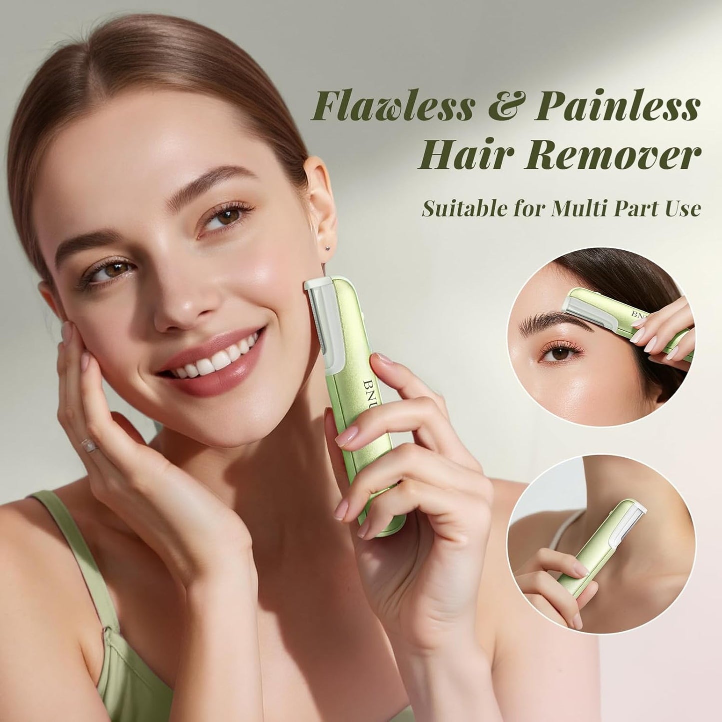Dermaplane Razor for Women - Face Exfoliation Tool with 10 Replaceable Blades | Green