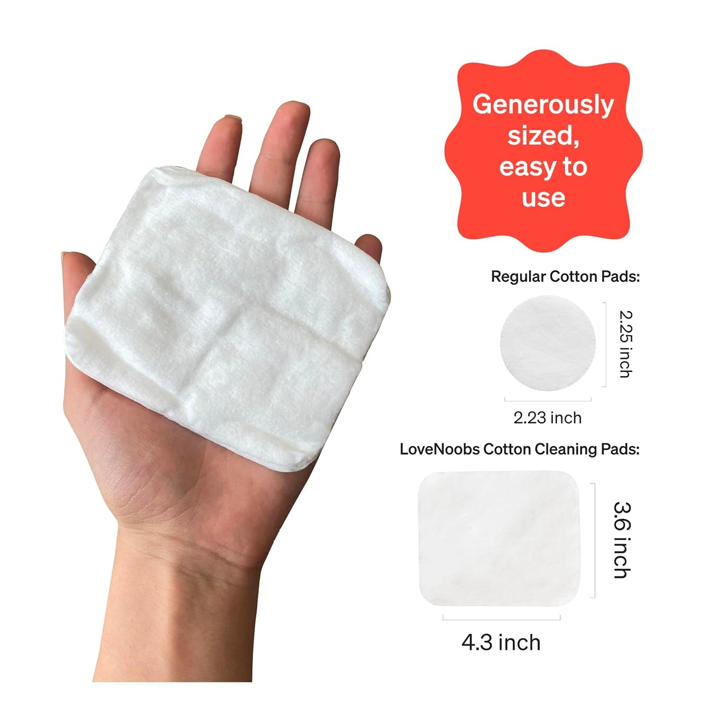 Baby Cotton Pads - Ultra Soft 100% Organic Diaper Change Pads | 360 Count, Lint-Free, Extra Large for Sensitive Skin