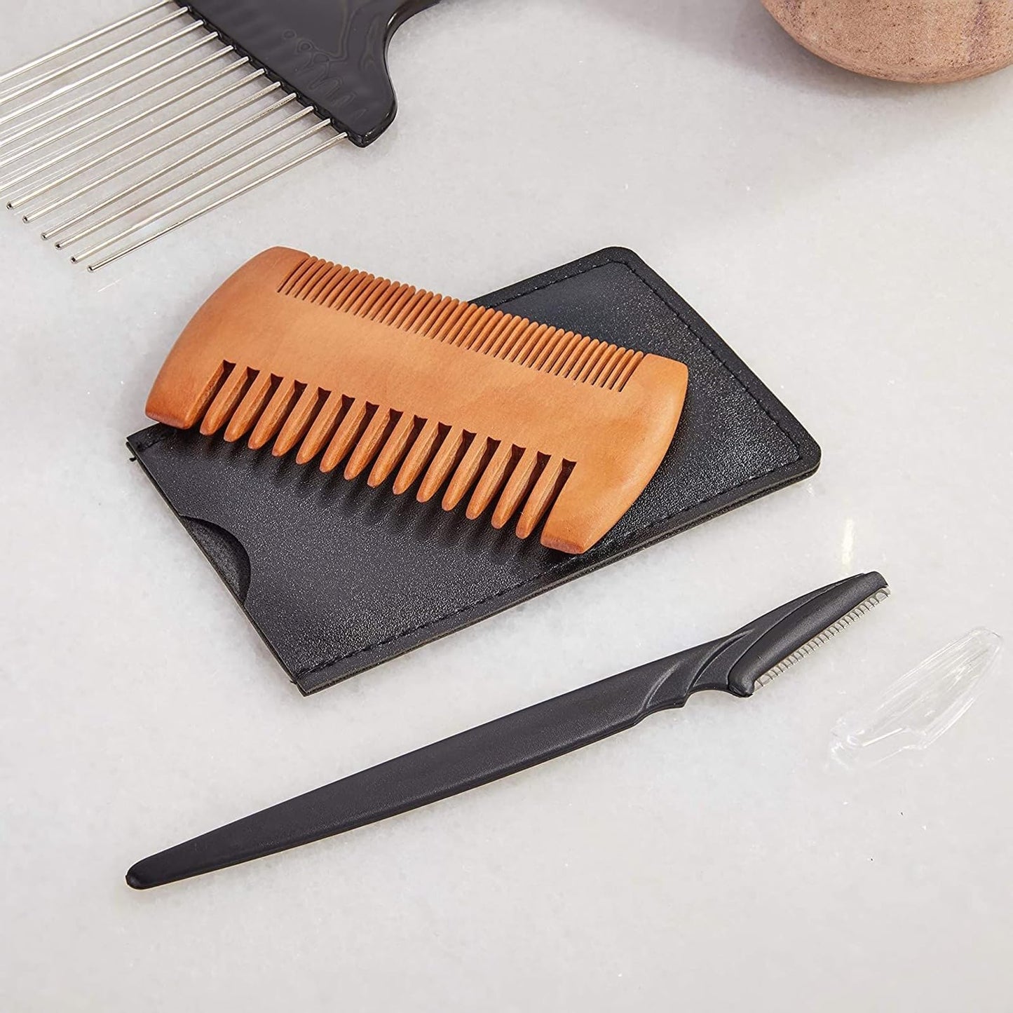 Men's Touch Up Razors for Mustache, Beard (Black, 5.8 Inches, 12 Pack)