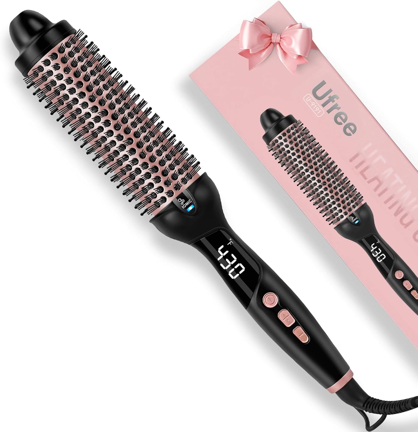 Ionic Thermal Brush - 1.5 Inch Heated Round Brush for Quick Blowouts | 30s Fast Heating, 9 Temp Settings, Travel-Friendly Design