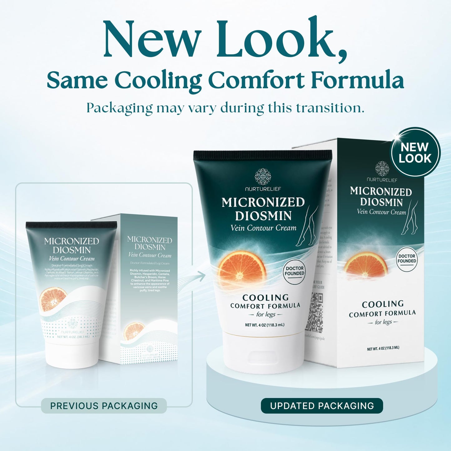 Nurturelief Doctor-Crafted Micronized Diosmin Contour Cream with Hesperidin | Cooling Comfort Formula | Silky Cosmetic Absorption Technology | Centella Cream with Horse Chestnut & Menthol
