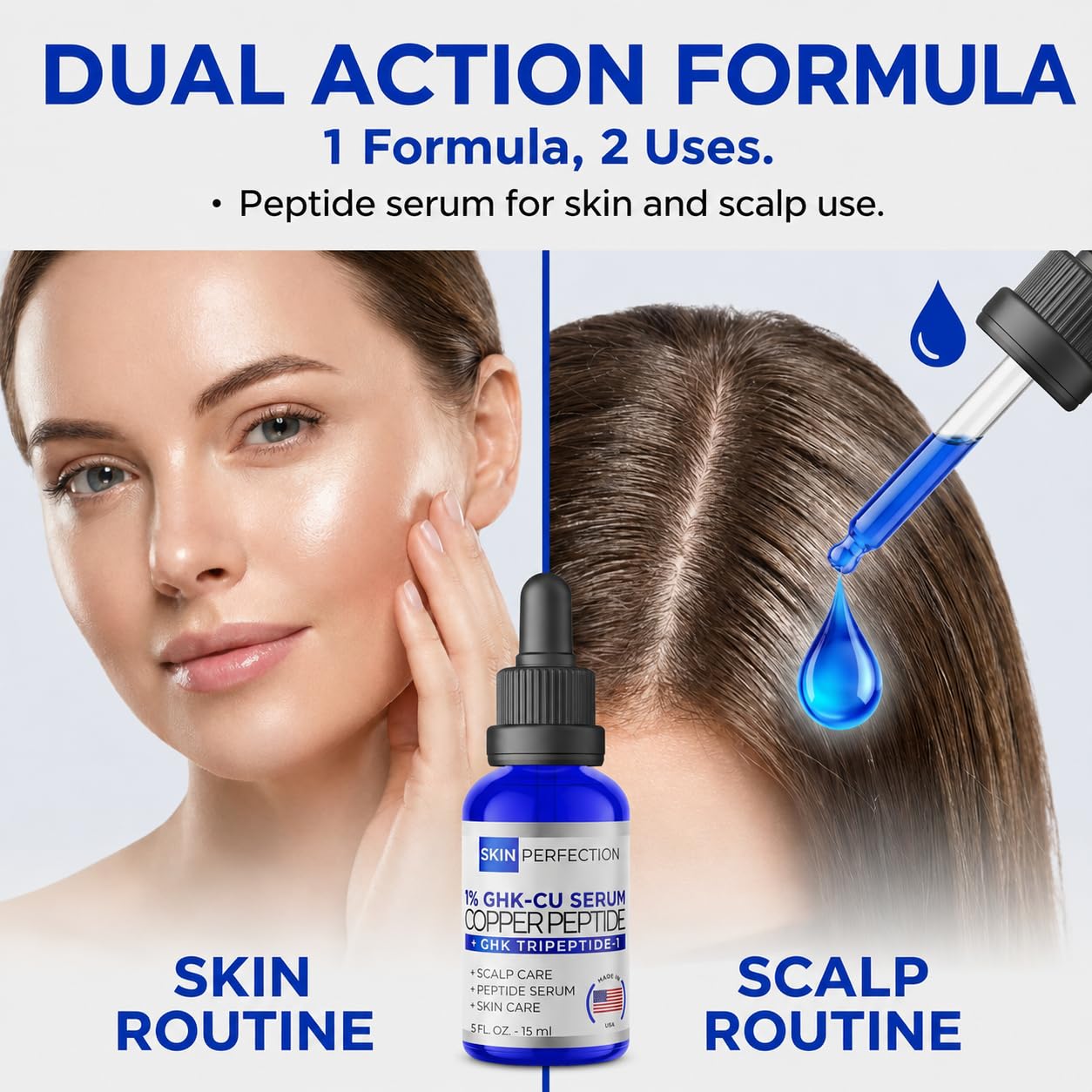 1% GHK-Cu Copper Peptide Serum - Vegan Face & Neck Treatment | 0.5 fl oz