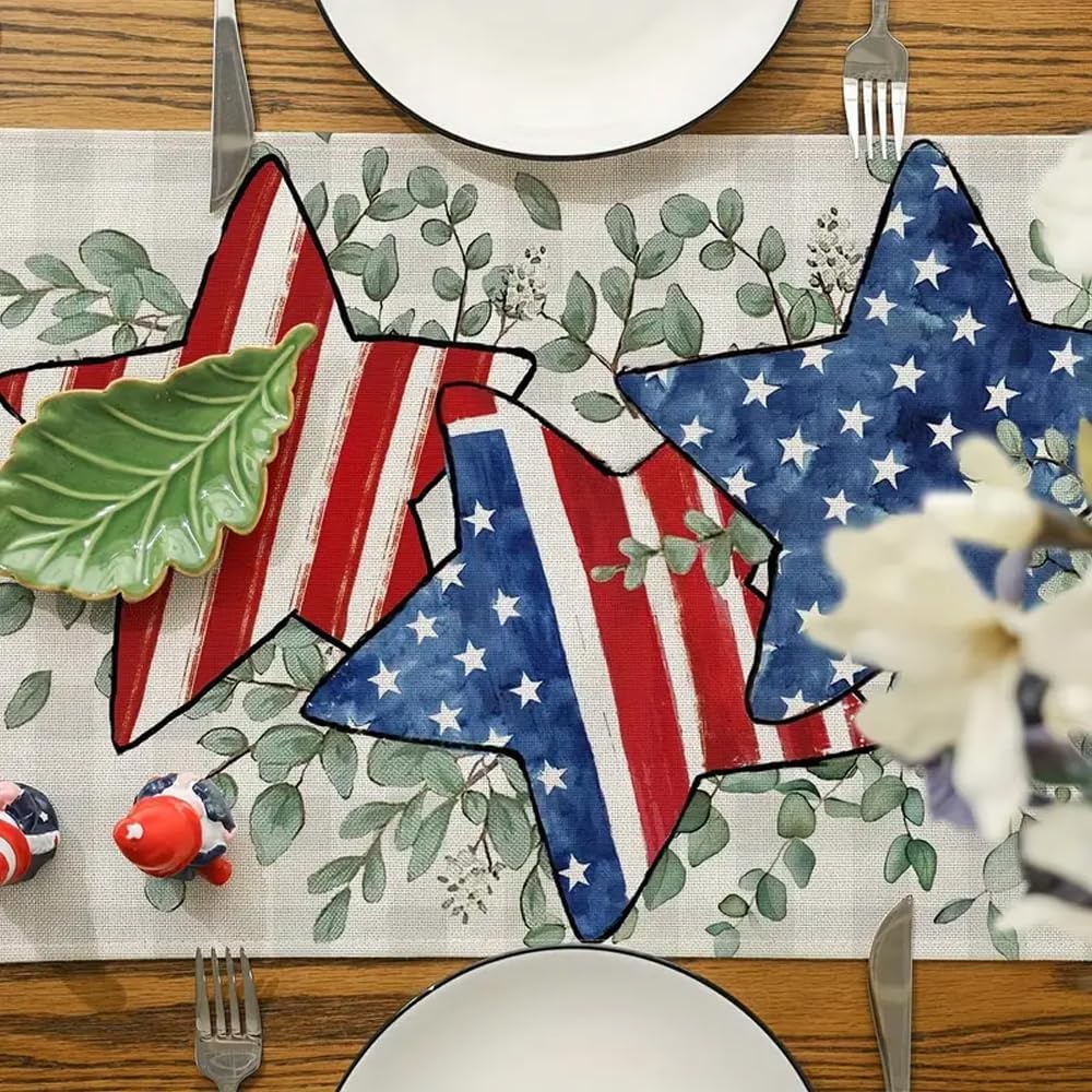 Retro Stars Independence Day Placemats - 250th Anniversary Table Mats for July 4th | 18 x 12 Inch Kitchen Decor