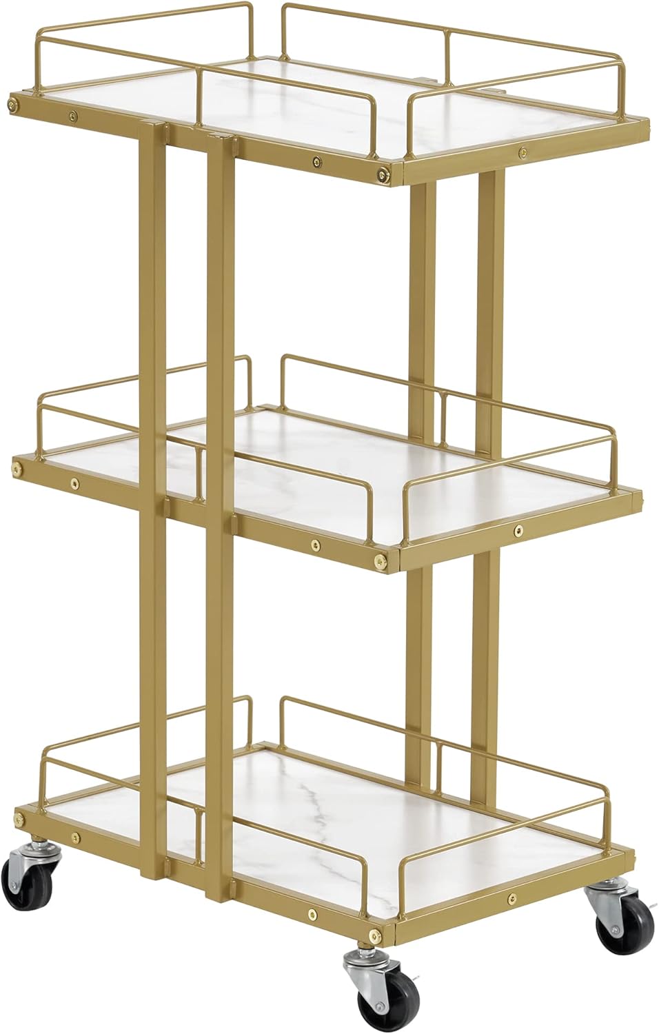 Salon Cart - Multi-Functional Rolling Trolley with 3 Drawers | Engineered Wood Shelves in White