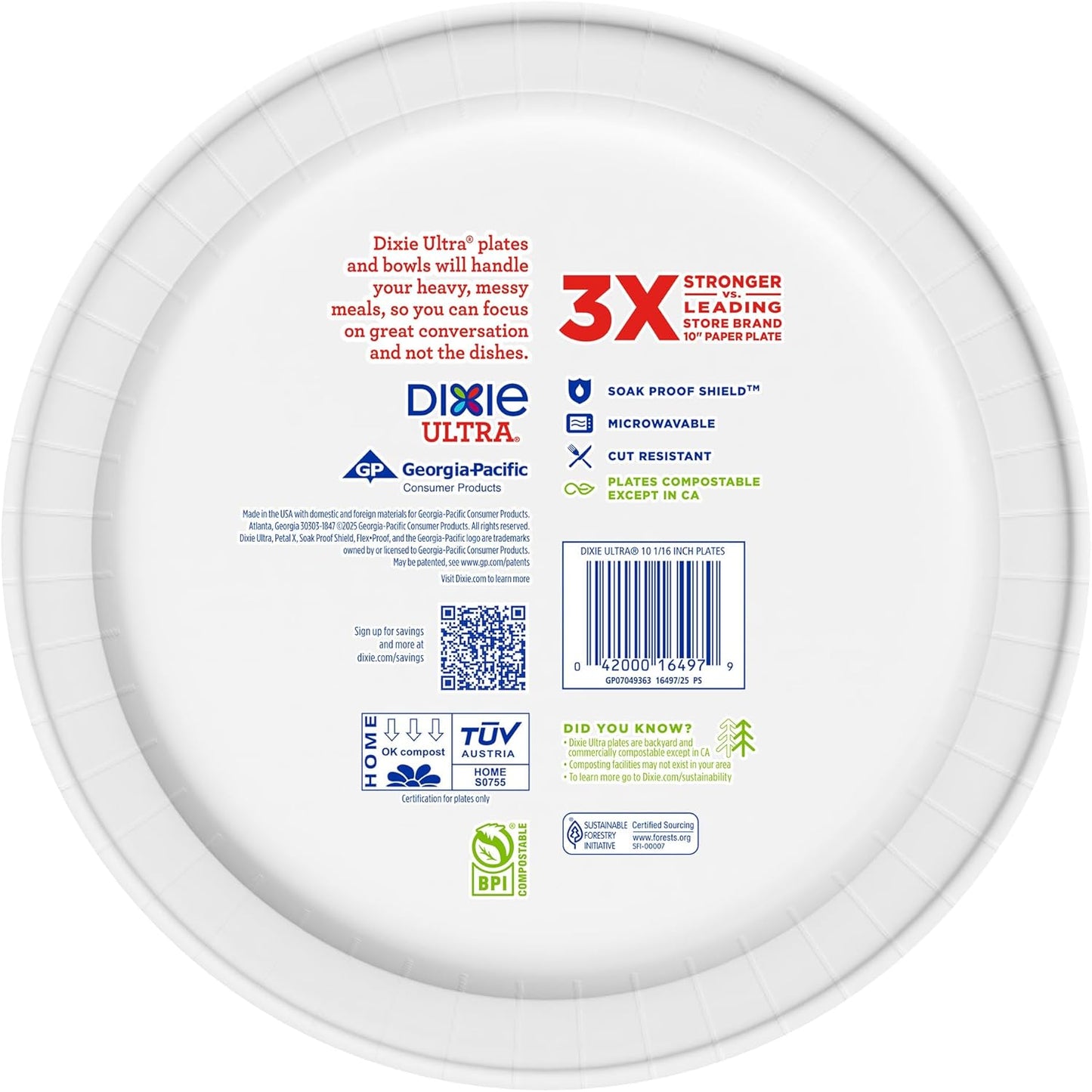 Dixie Ultra Large Paper Plates - 10 Inch, Heavy Duty, Microwave-Safe | 172 Count, Soak-Proof & Cut Resistant