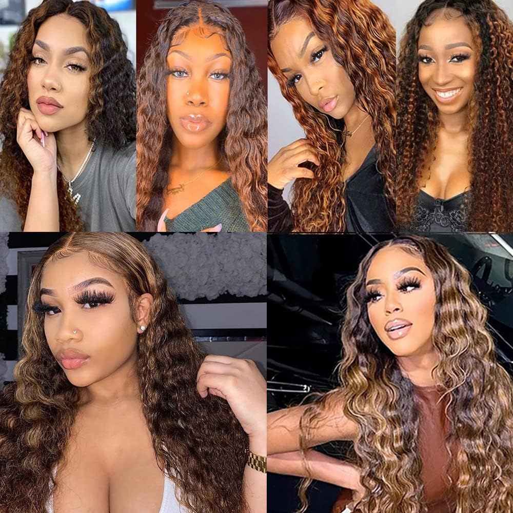 26 28 30 inch Highlight Bundles Human Hair Brown Deep Wave Bundles P430 Human Hair Bundle 2 Tone #4 and #30 Color 150g