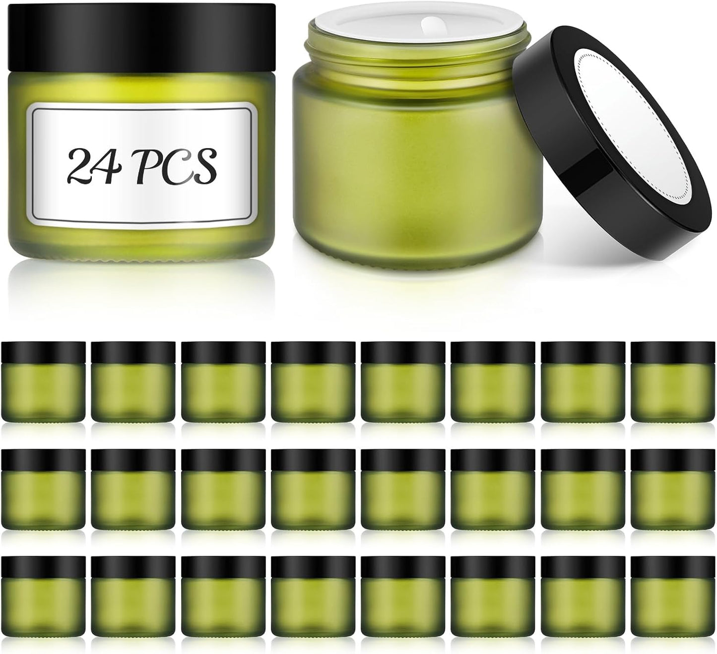 Amber Glass Lotion Jars - 36 Pack 4 oz Refillable Containers with Lids & Inner Liners | Ideal for Creams & Scrubs