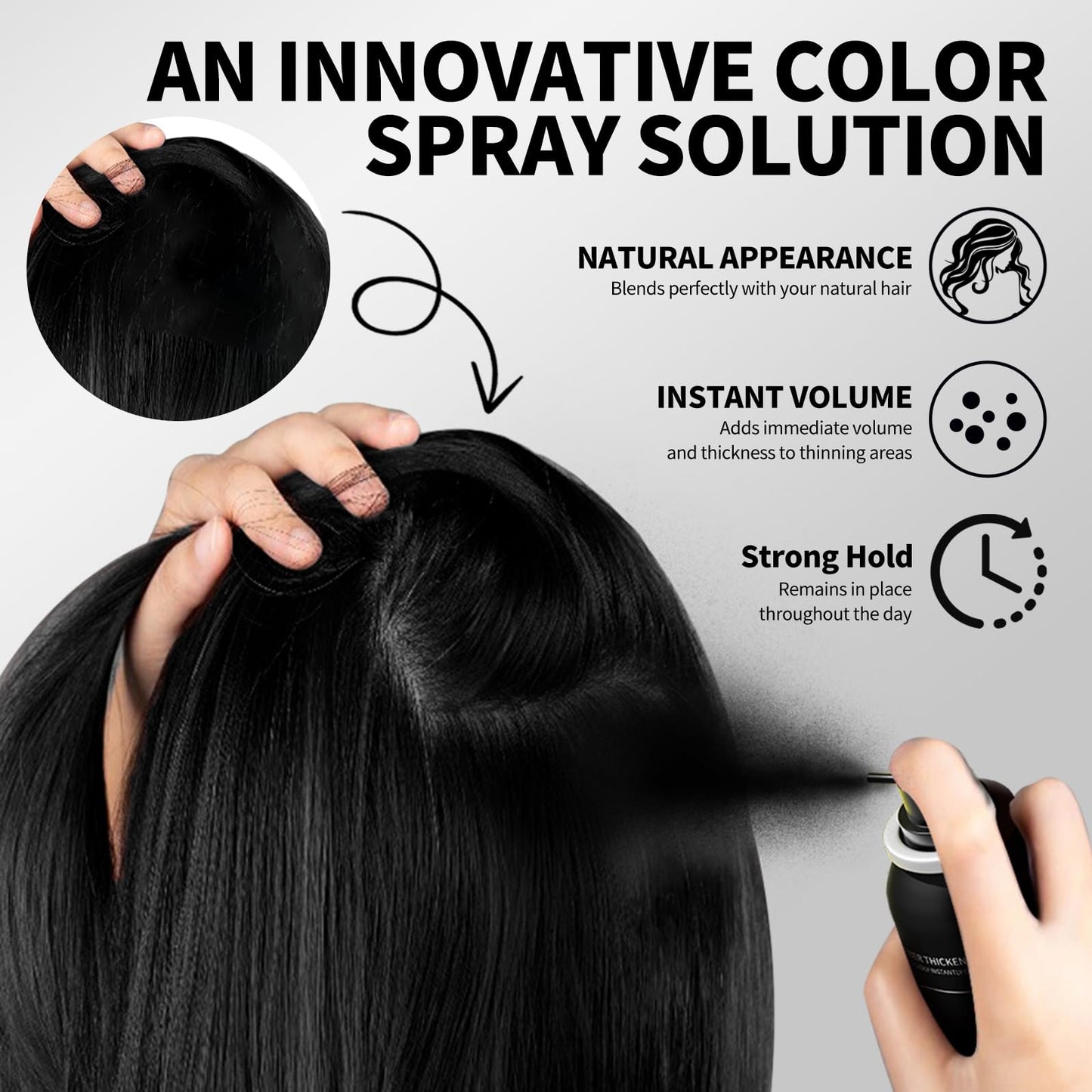 Sevich Hair Fiber Spray for Thinning Hair - Hair Building Fibers Instant Thickening for Men & Women, Waterproof & Sweatproof Root Touch Up Spray, Travel Size 80ml (Dark Brown)