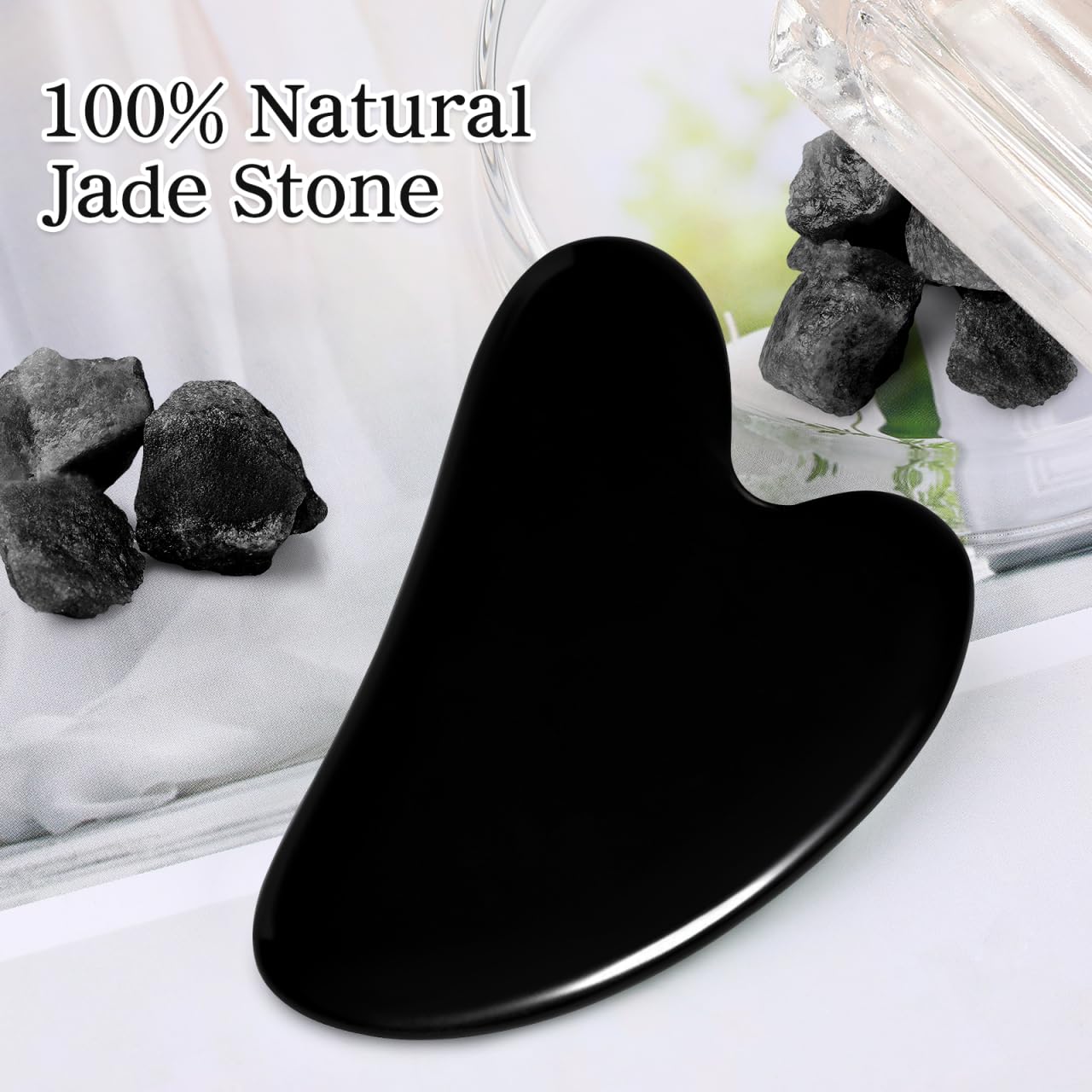 Jade Gua Sha Facial Tool - 2 Pcs Face Sculpting Massage Stones for Jawline Definition & Puffiness Reduction | Skin Care Tools for All