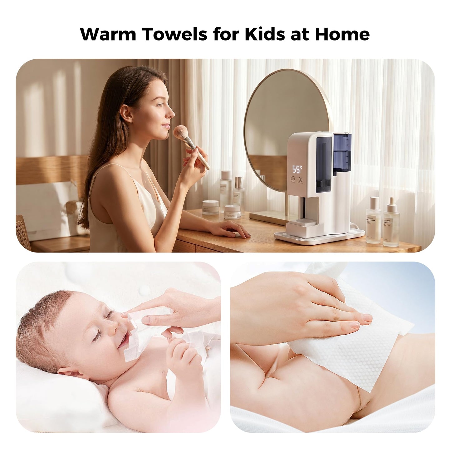 Hot Towel Dispenser, Hot Towel Warmer Heated Face Towel Machine（Spa Hot Towel Warmers + 40PCS Towels), 55°C Constant Temperature, Auto Heating & Dispensing, 12Hours Standby, Voice Alerts