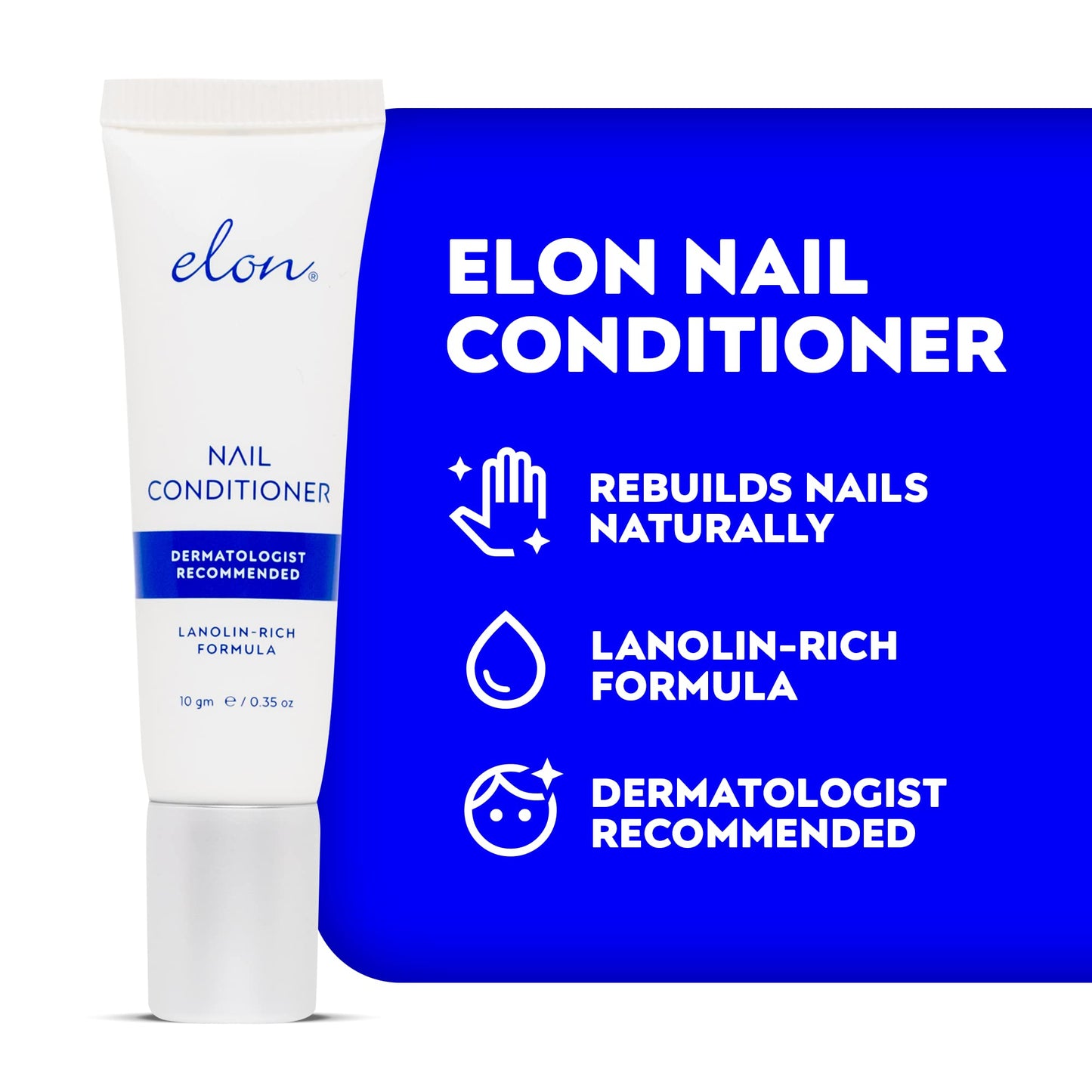 Elon Lanolin-Rich Nail Conditioner – Strengthens Nails, Protects Cuticles, Dermatologist-Recommended for Brittle & Damaged Nails (10g Tube)