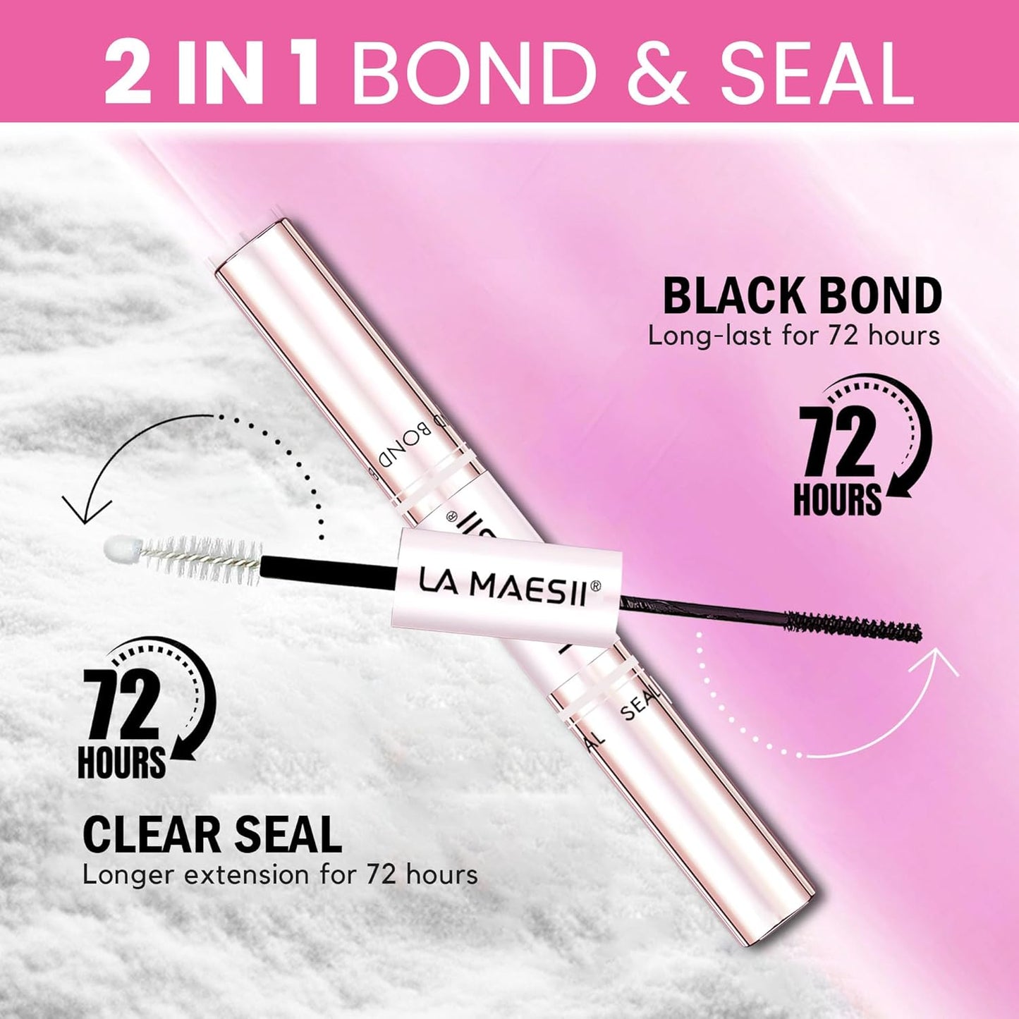 Lash Cluster Glue - Waterproof 2-in-1 Bond & Seal for Eyelash Clusters | 10ml Strong Hold for 72 Hours