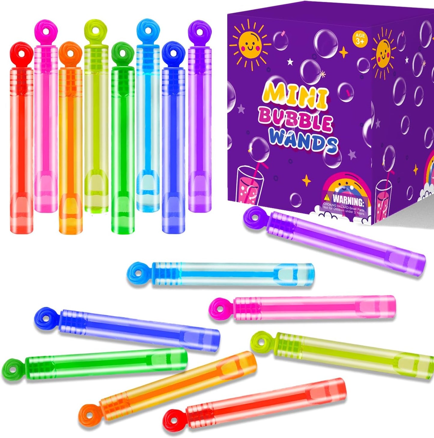 Mini Bubble Wands - Kids Party Favors & Goodie Bag Stuffers | 20-300 Pack for Toddlers, Preschool & Graduation
