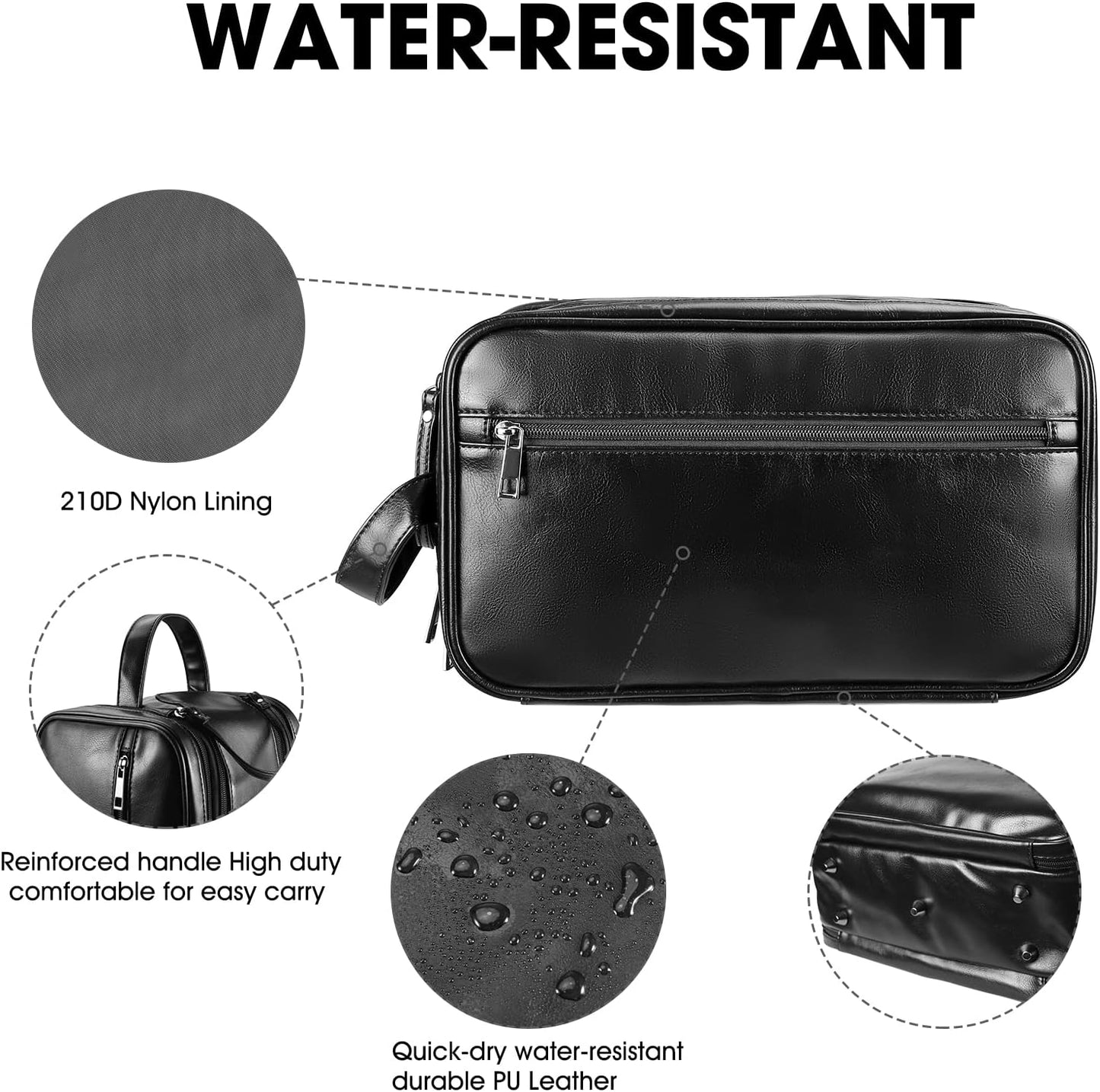 Personalized Leather Travel Toiletry Bag for Men - Large Waterproof Dopp Kit | Ideal Shaving & Cosmetic Organizer