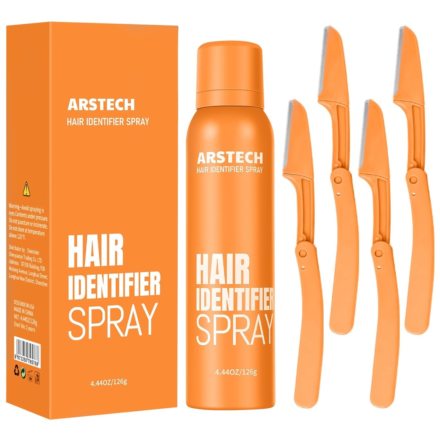 Hair Identifier Spray - Dermaplaning Tool for Women | 4 Face Razors Included, Ideal for Smooth Skin