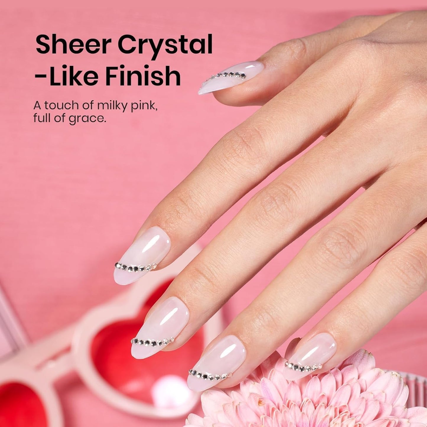 Beetles Gel Polish Set - 3 Pcs No Wipe Top & Base Coat | Long-Lasting Milky Pink 15ml Jelly Gel for Women