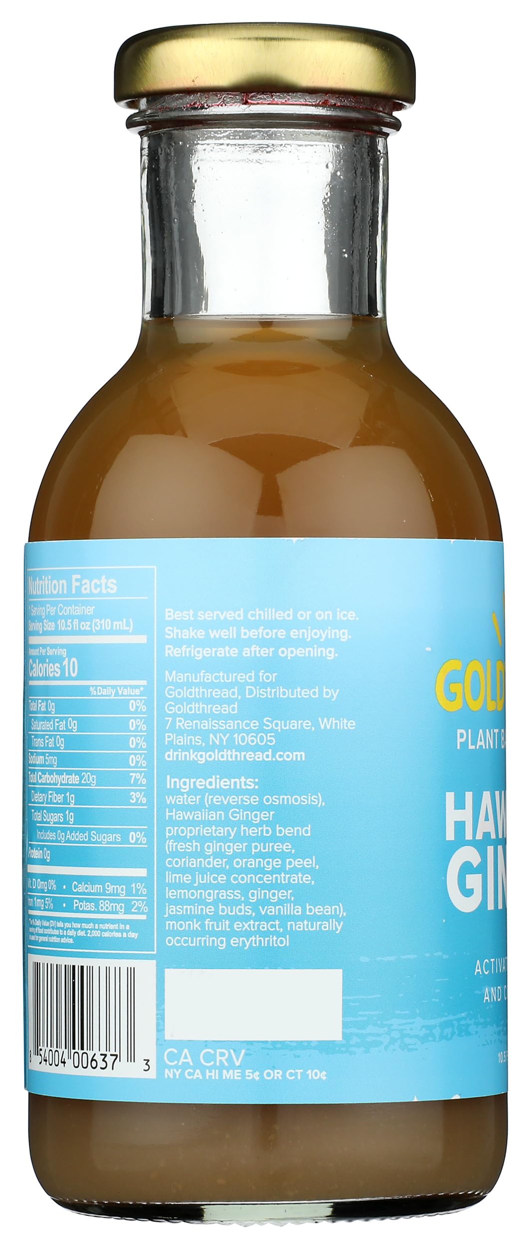 Goldthread Herbs Hawaiian Ginger Plant Based Tonic, 10.5 FZ