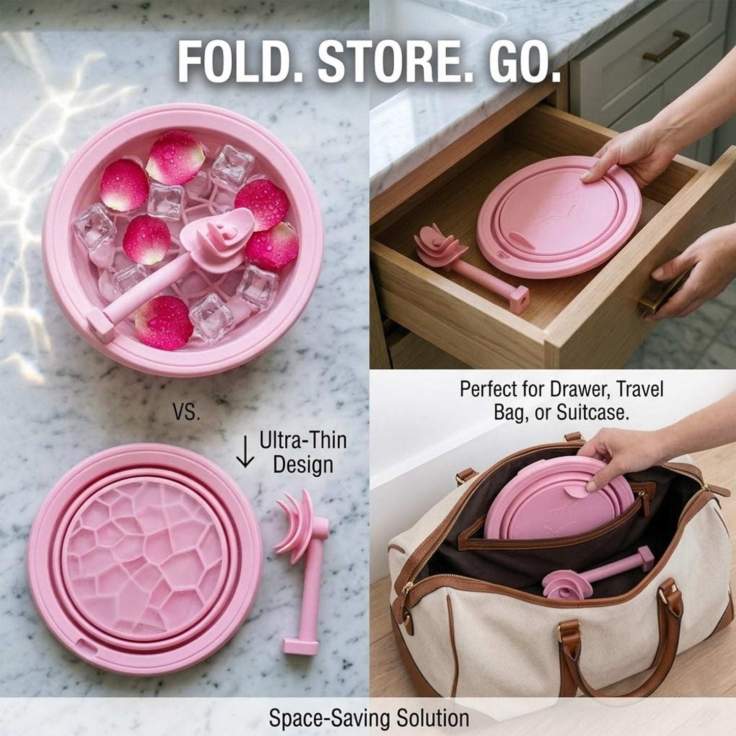 Upgraded Face Bowl for Ice,Premium Silicone Facial Plunge Basin in Cold Water with Breathing Tube,Foldable Compress Makeup Wash Sink Tubs,Collapsible Spa Therapy Molds and Skincare Glowing Tool Kits