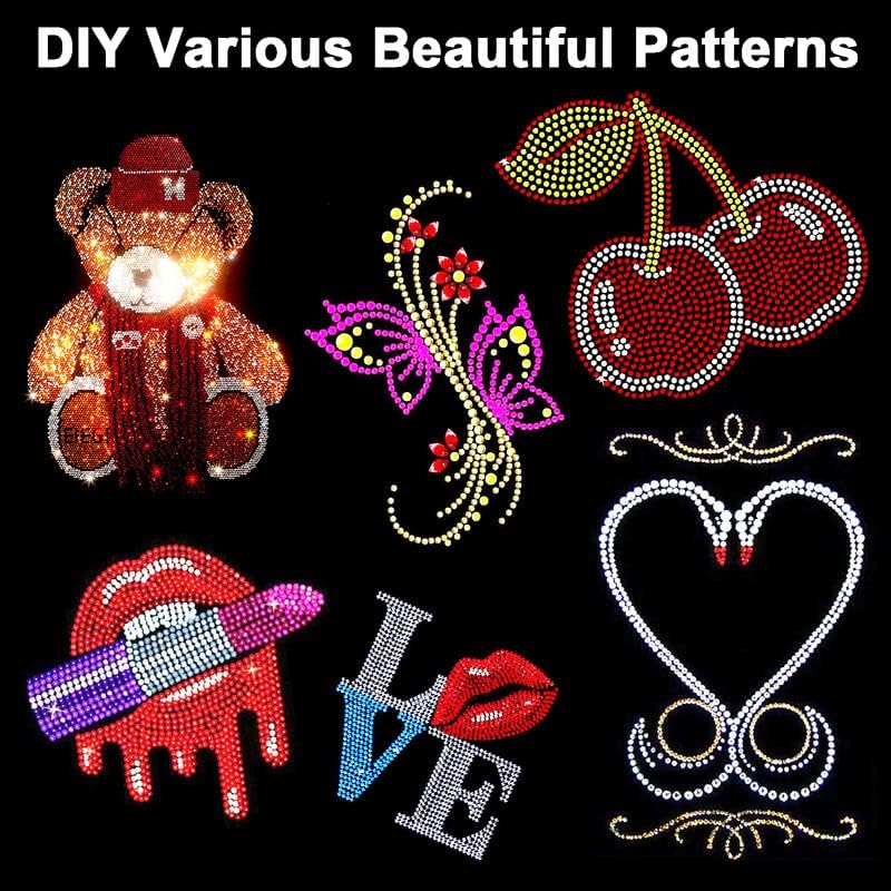 Hotfix Rhinestone Applicator Kit - 5784 PCS Bedazzler Tool with 7 Tips, 6 Templates, Gloves & Tweezers