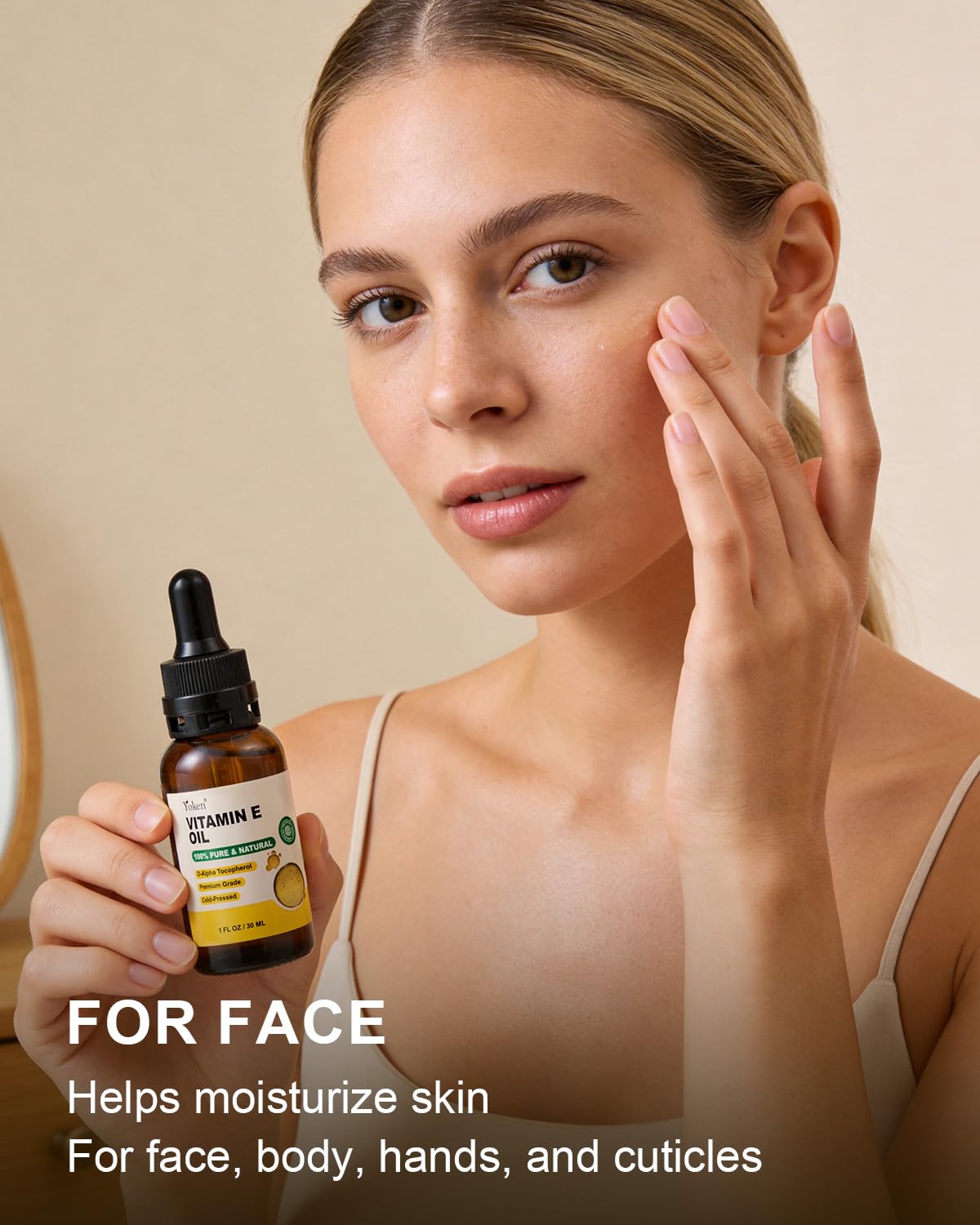 Yoken Pure Vitamin E Oil for Skin 1 Fl oz liquid Vitamine oils for Face Vitamina e Para La Cara Perfect Bath and Body Vit e oil for Hair Cold Pressed Hexane Free Formula