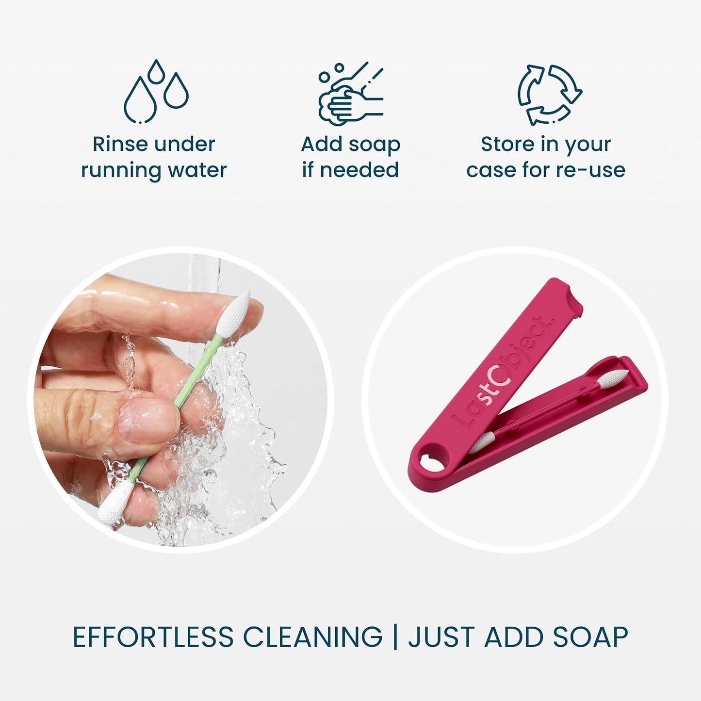 Reusable Q-Tips for Makeup - Precision Silicone Cotton Swabs for Eyeliner & Mascara | Eco-Friendly, Washable, Travel Case - Red
