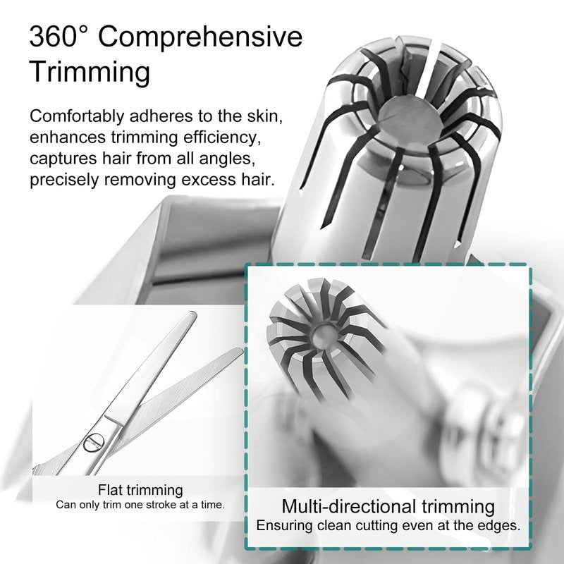 Jaasuee Manual Nose Hair Trimmer for Men & Women, Stainless Steel, Waterproof, No Battery Needed with Cleaning Brush Trimmer for Ear,Moustache and Whiskers Hair, Metal