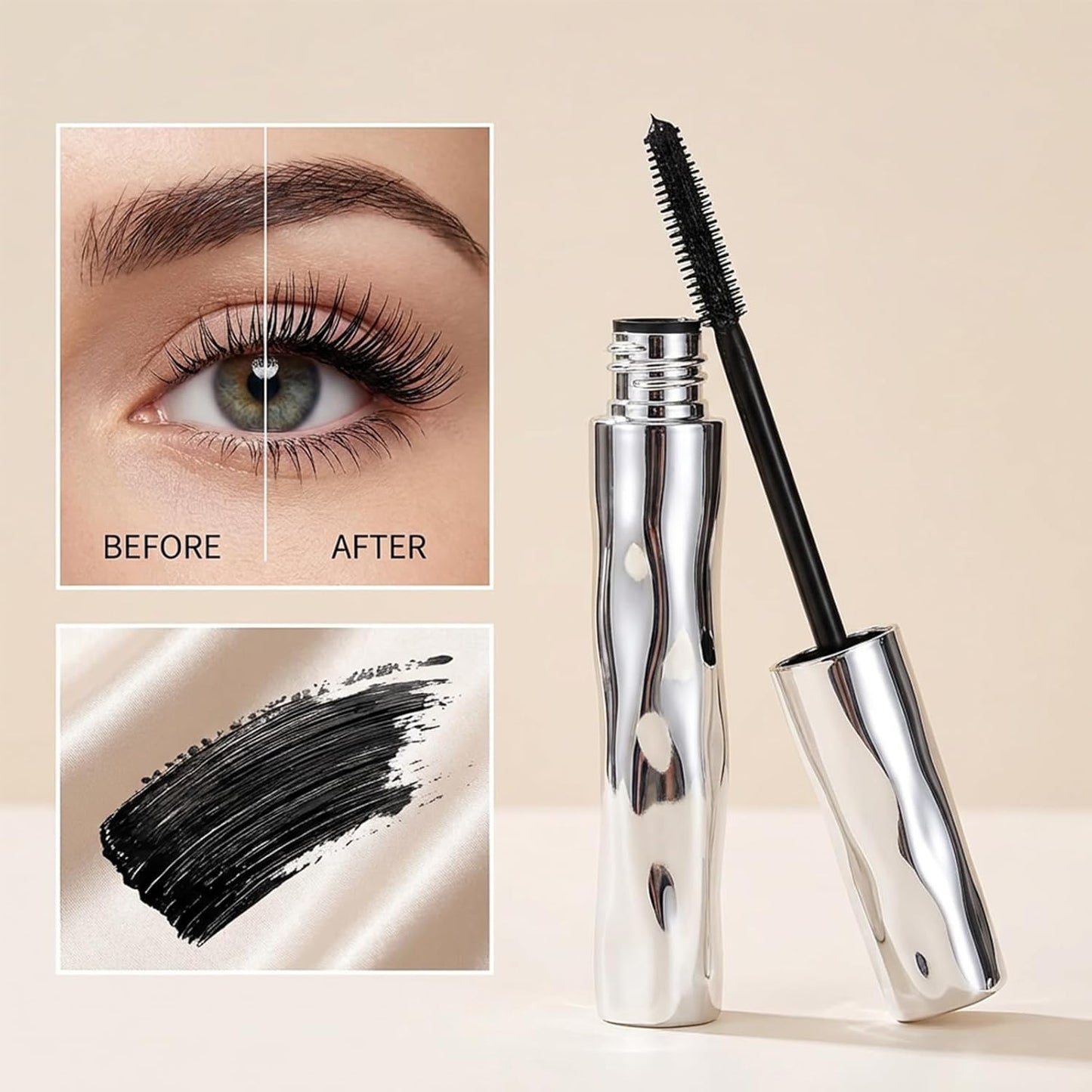 Waterproof 3D Curling Mascara - Sweatproof & Lengthening Black Formula | Washable, New Wand Design