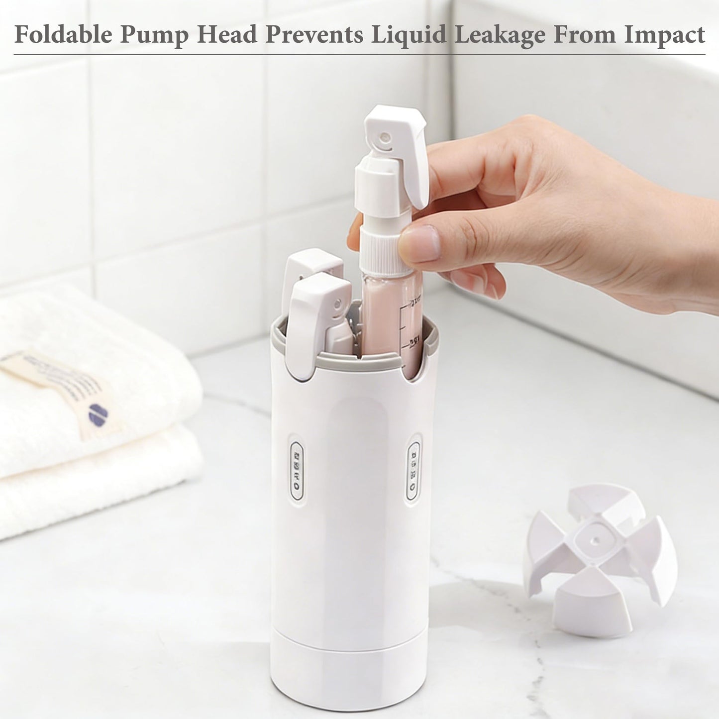 4 in 1 Travel Dispenser Bottle - 4 Pcs 30ml Refillable Travel Bottles Integrated Into One Space-Saving Kit,Portable Size Toiletries Leakproof Containers for Shampoo, Lotion & Cream,Travel Essentials