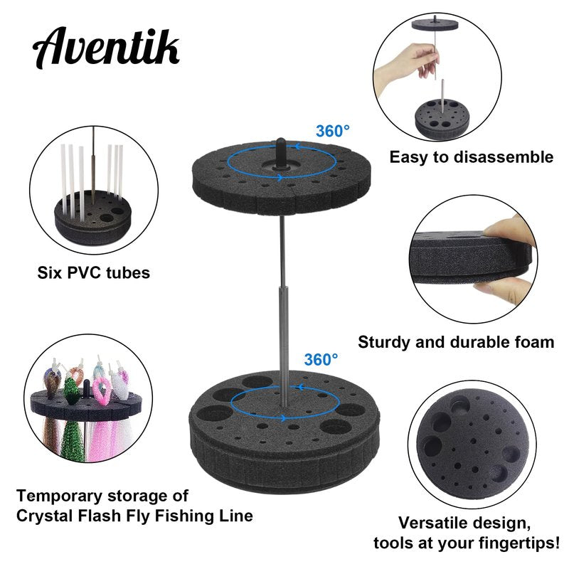Aventik Rotary Fly Tying Tool Caddy 360° Adjustable and Sturdy base Rotary Tool Stand for Holding Fly Tying Tools and Materials